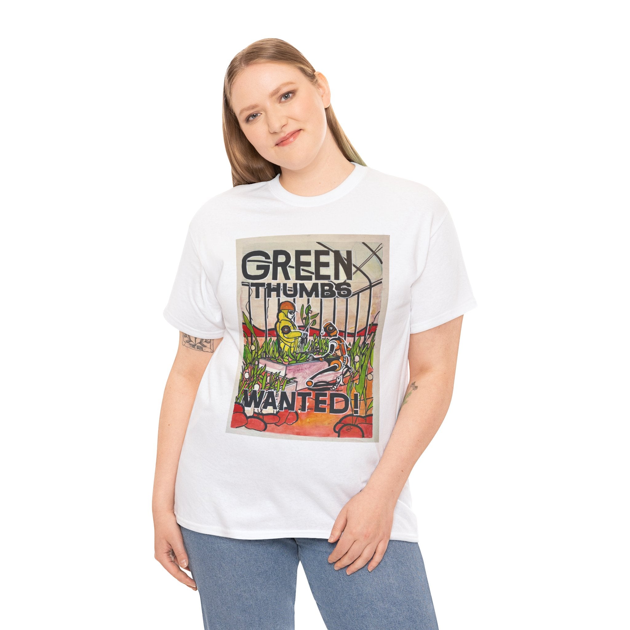 Martian Green Thumbs Unisex Heavy Cotton Tee