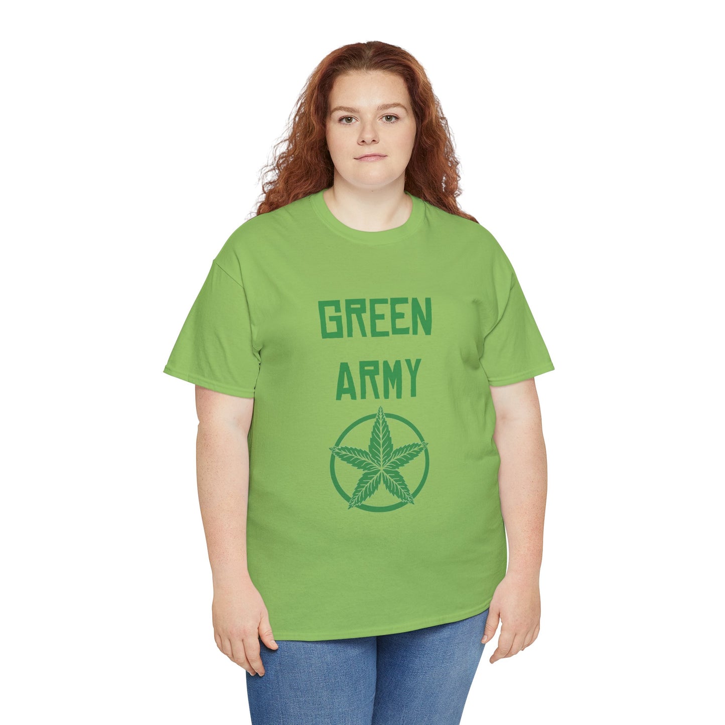 Green Army Star Leaf Unisex Heavy Cotton Tee