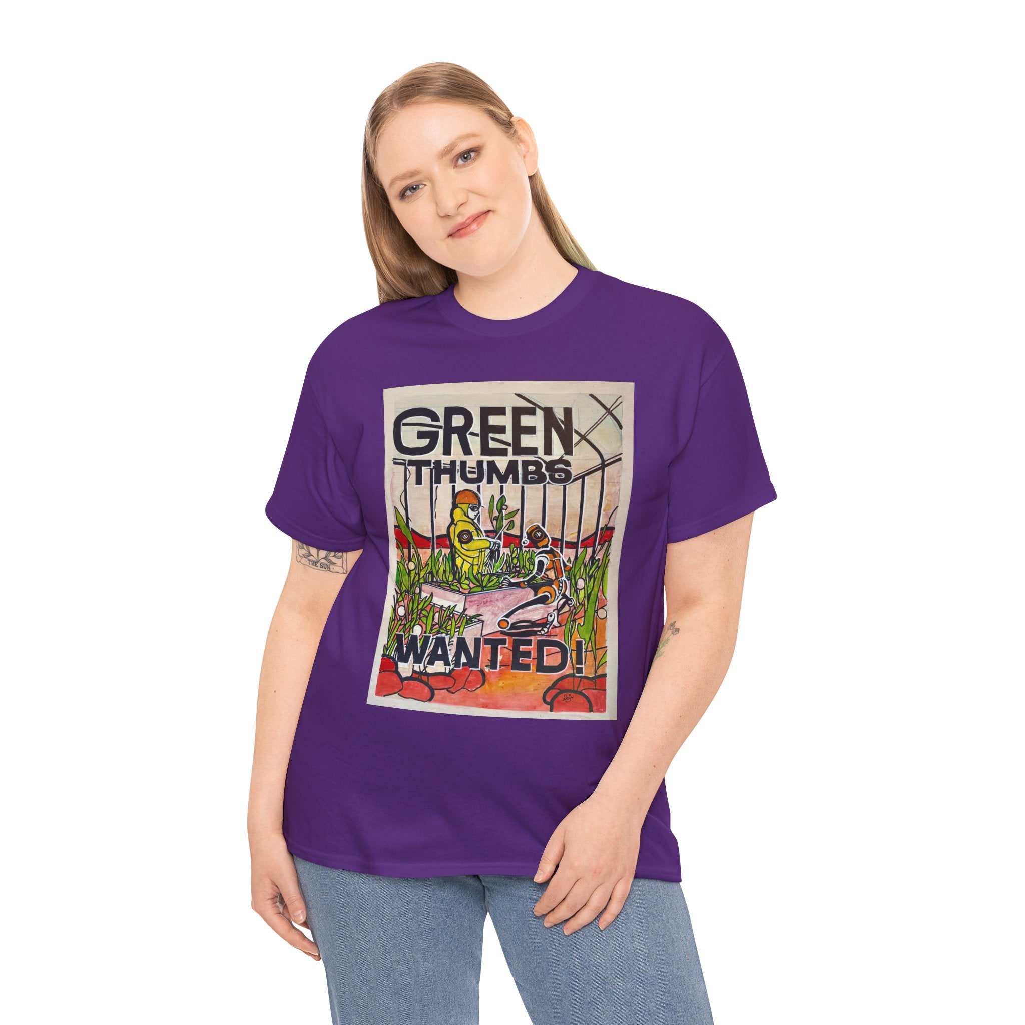 Martian Green Thumbs Unisex Heavy Cotton Tee