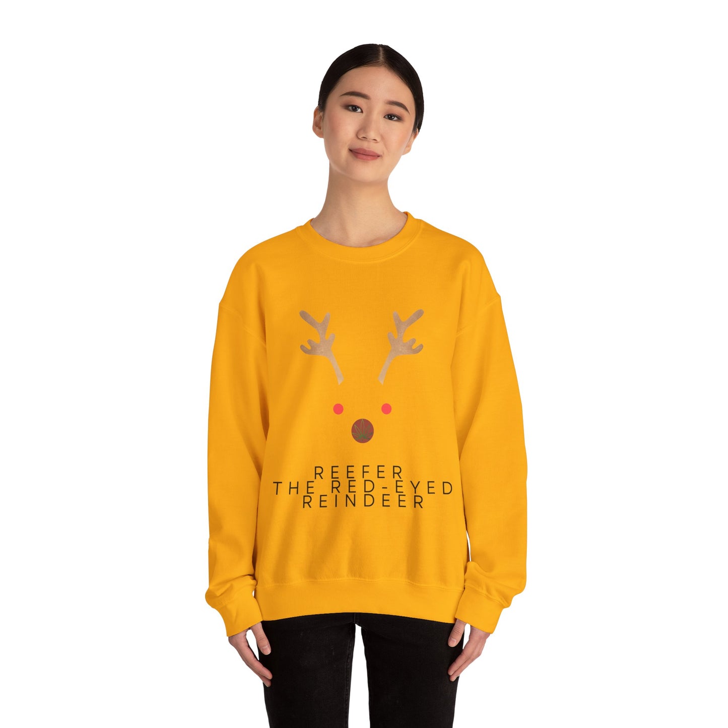 Red Eyed Reindeer Unisex Heavy Blend Crewneck Sweatshirt