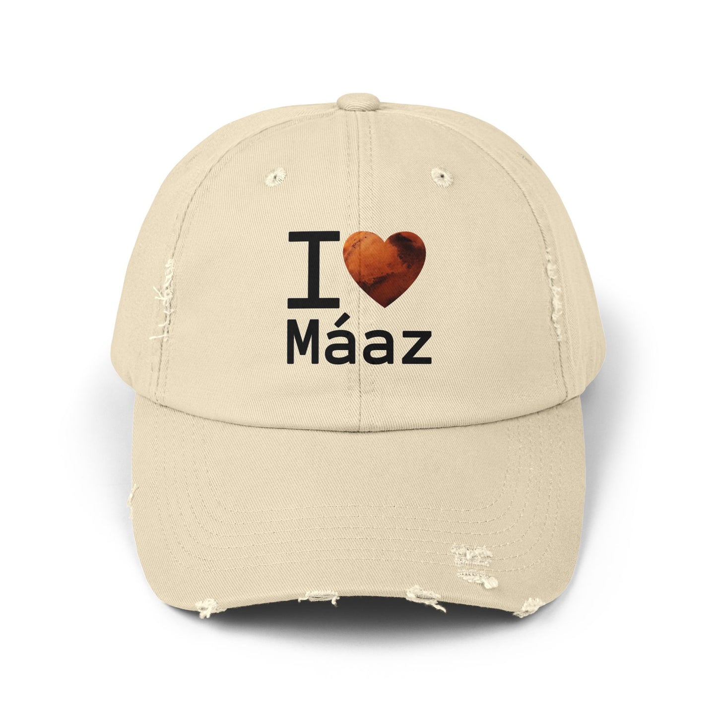 I Love Mars Unisex Distressed Cap