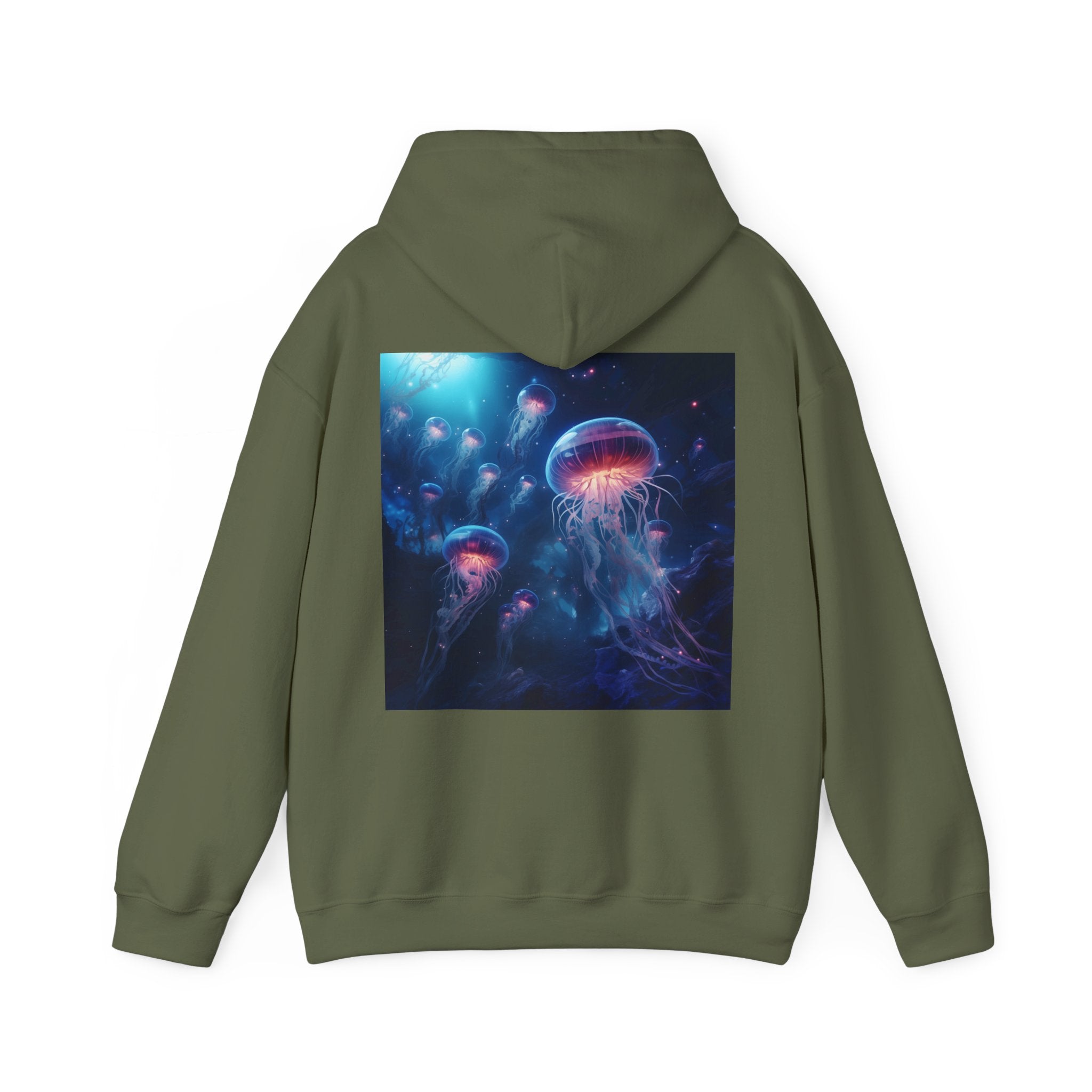 Jellyfish in Space Back Unisex Heavy Blend Hooded Sweatshirt
