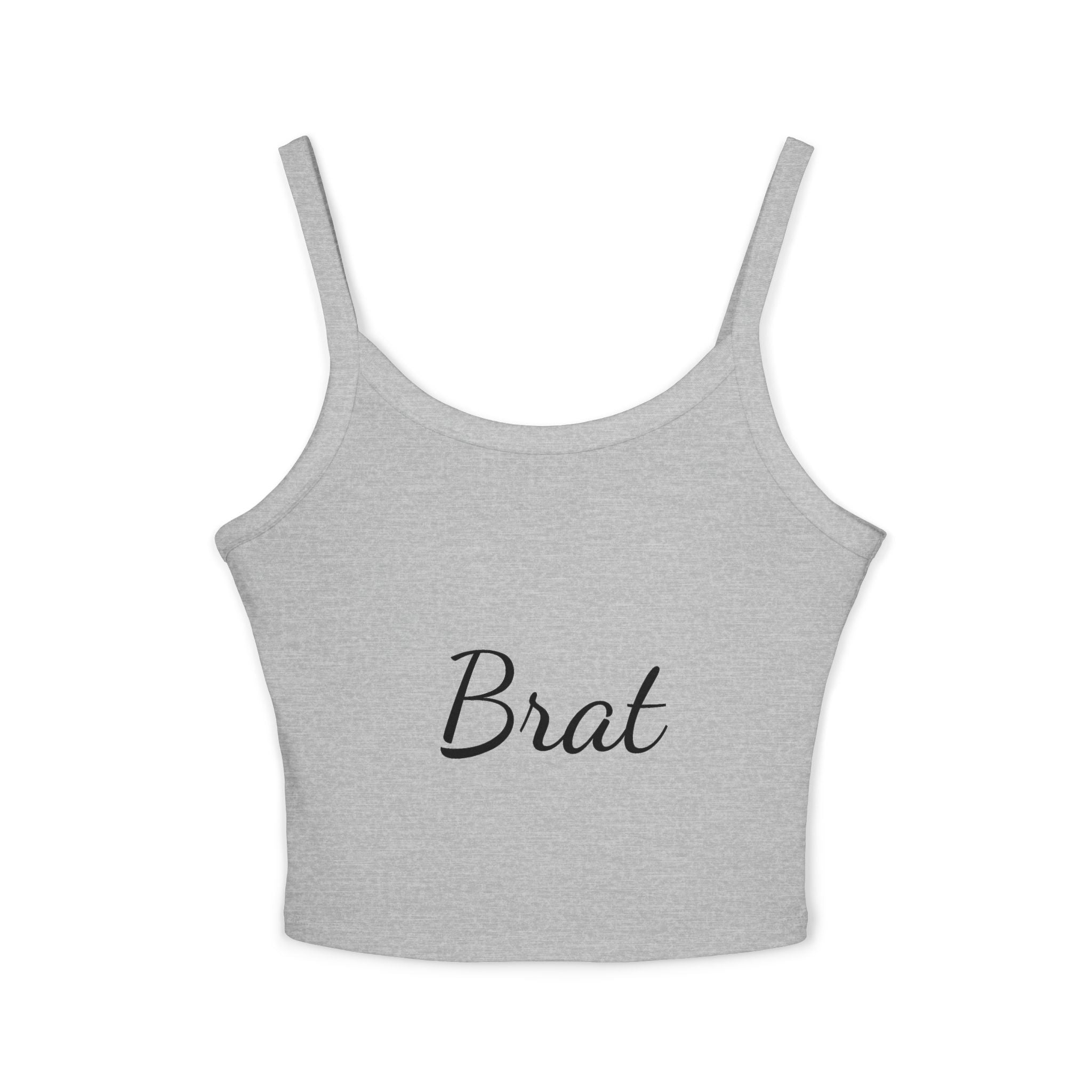 Trendy Women's Spaghetti Strap Tank Top - 'Brat' Design for Casual Vibes - XCX
