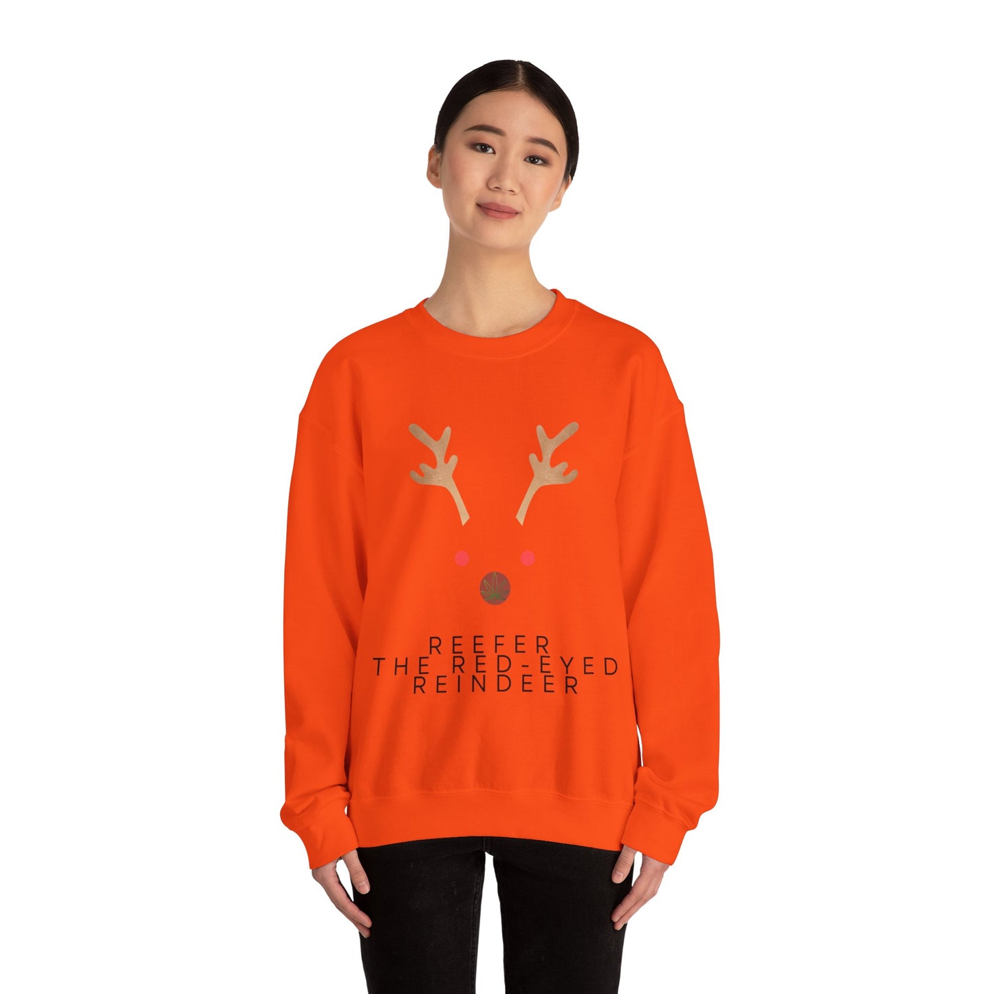 Red Eyed Reindeer Unisex Heavy Blend Crewneck Sweatshirt