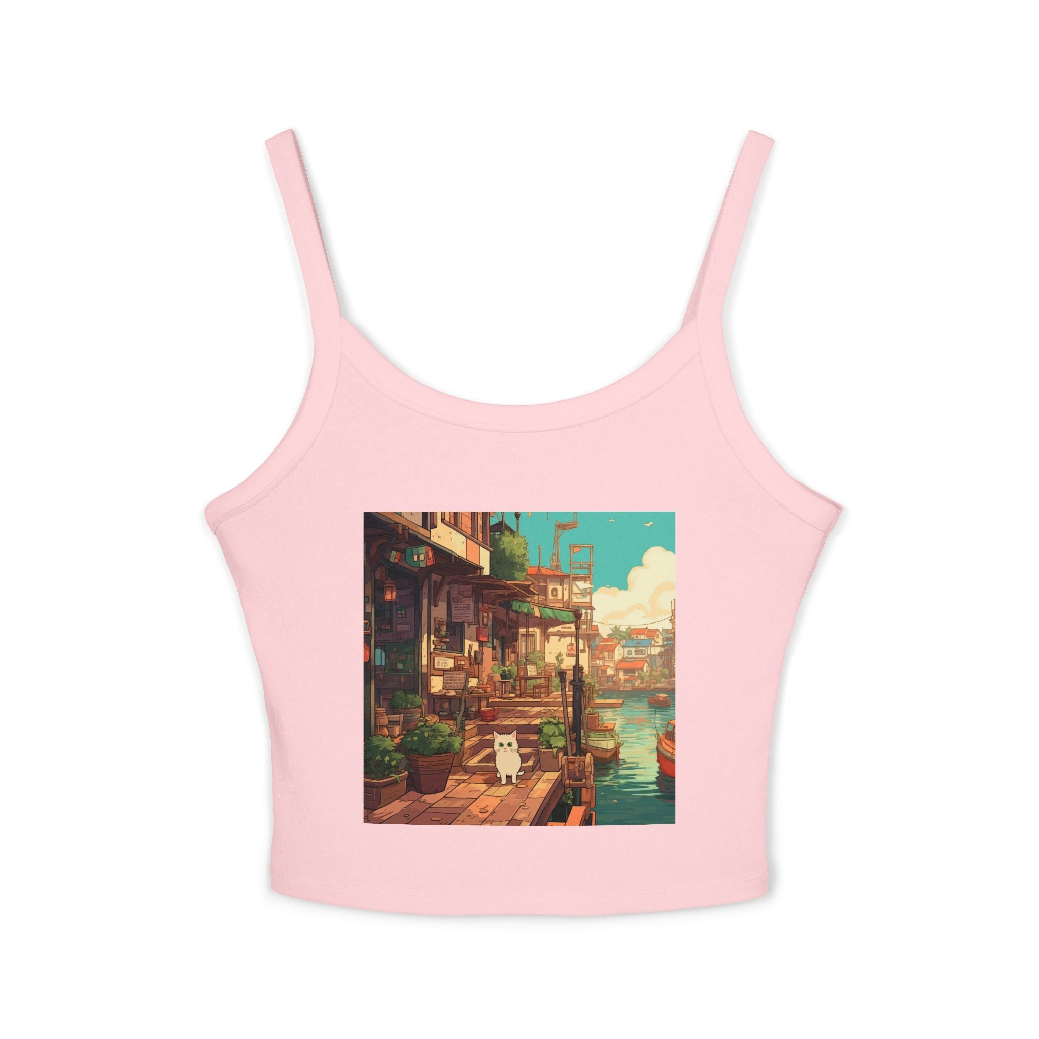 Studio Ghibli Style Cat Women's Spaghetti Strap Tank Top