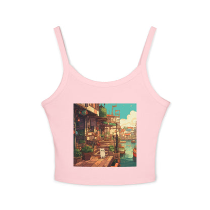 Studio Ghibli Style Cat Women's Spaghetti Strap Tank Top