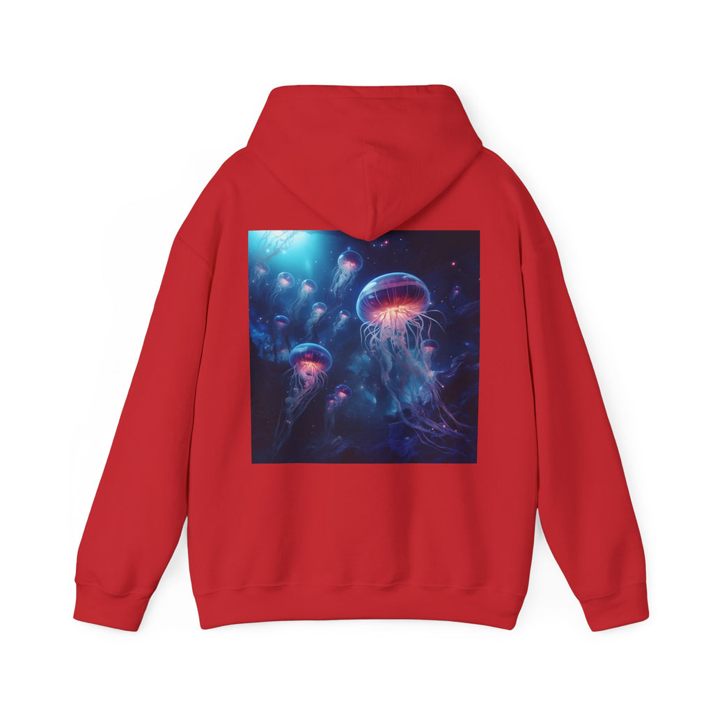 Jellyfish in Space Back Unisex Heavy Blend Hooded Sweatshirt