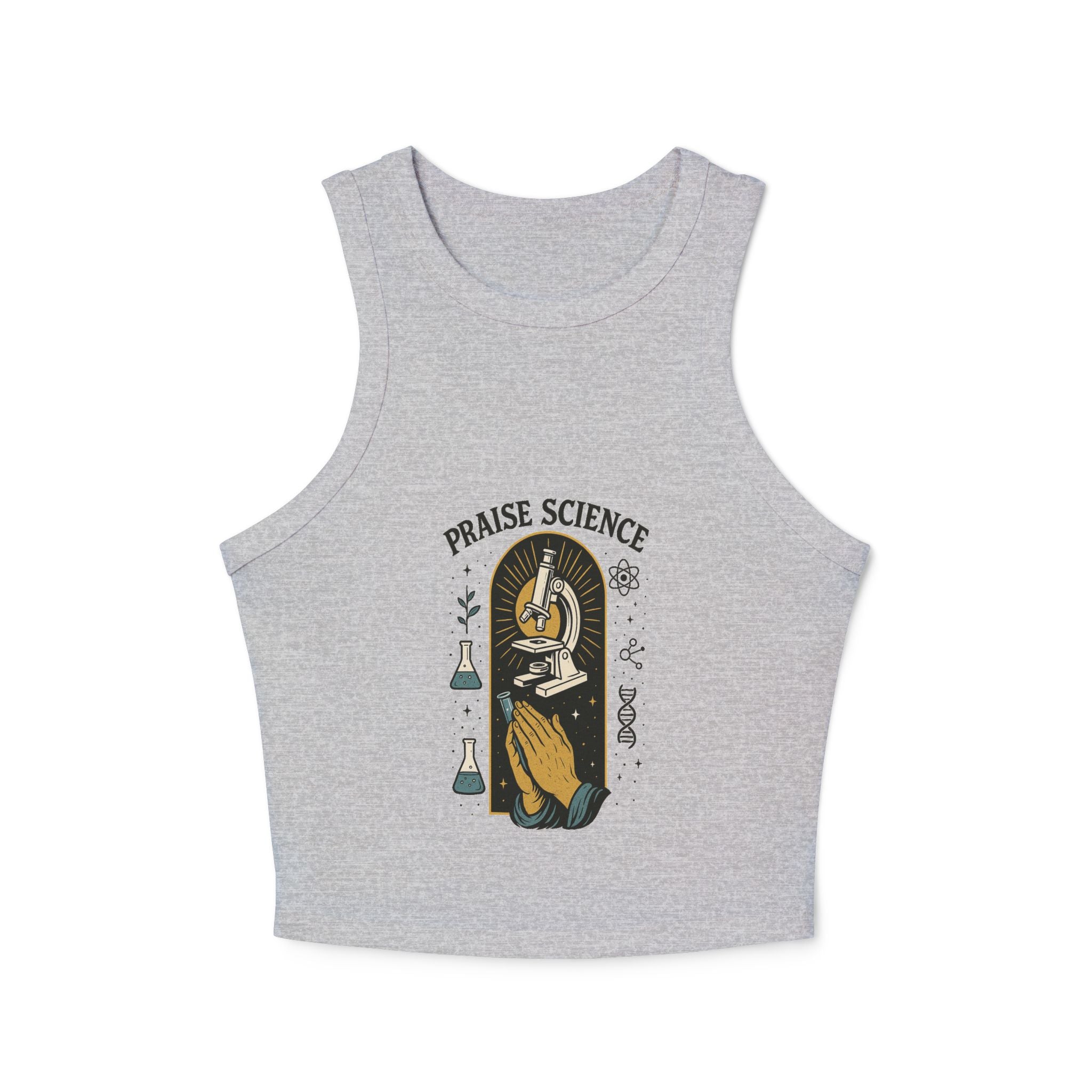 Praise Science Women's Micro Rib Racer Tank Top - Cute Casual Science Tee for STEM Lovers