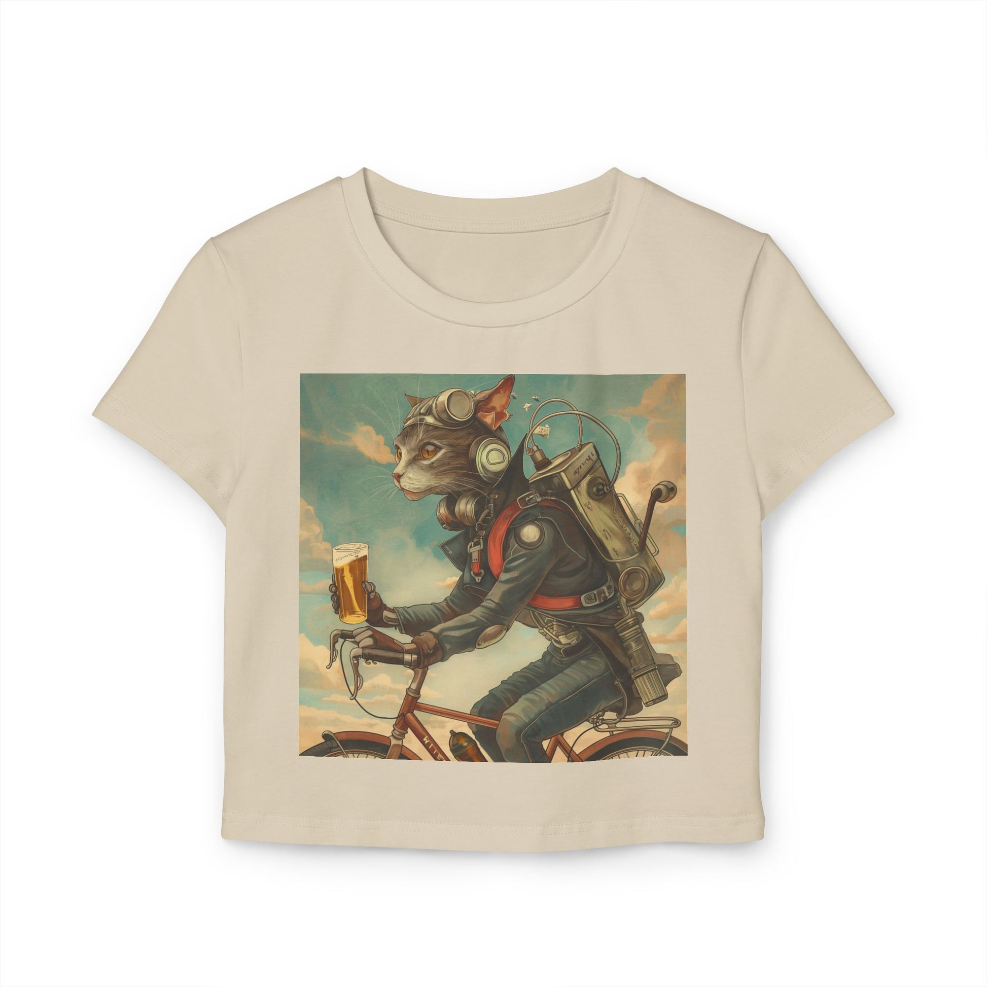 Cat Robot Bike Baby Tee - Fun and Quirky Tee for Women