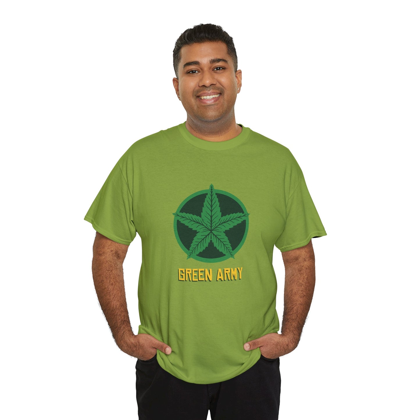 Green Army Star Logo Unisex Heavy Cotton Tee