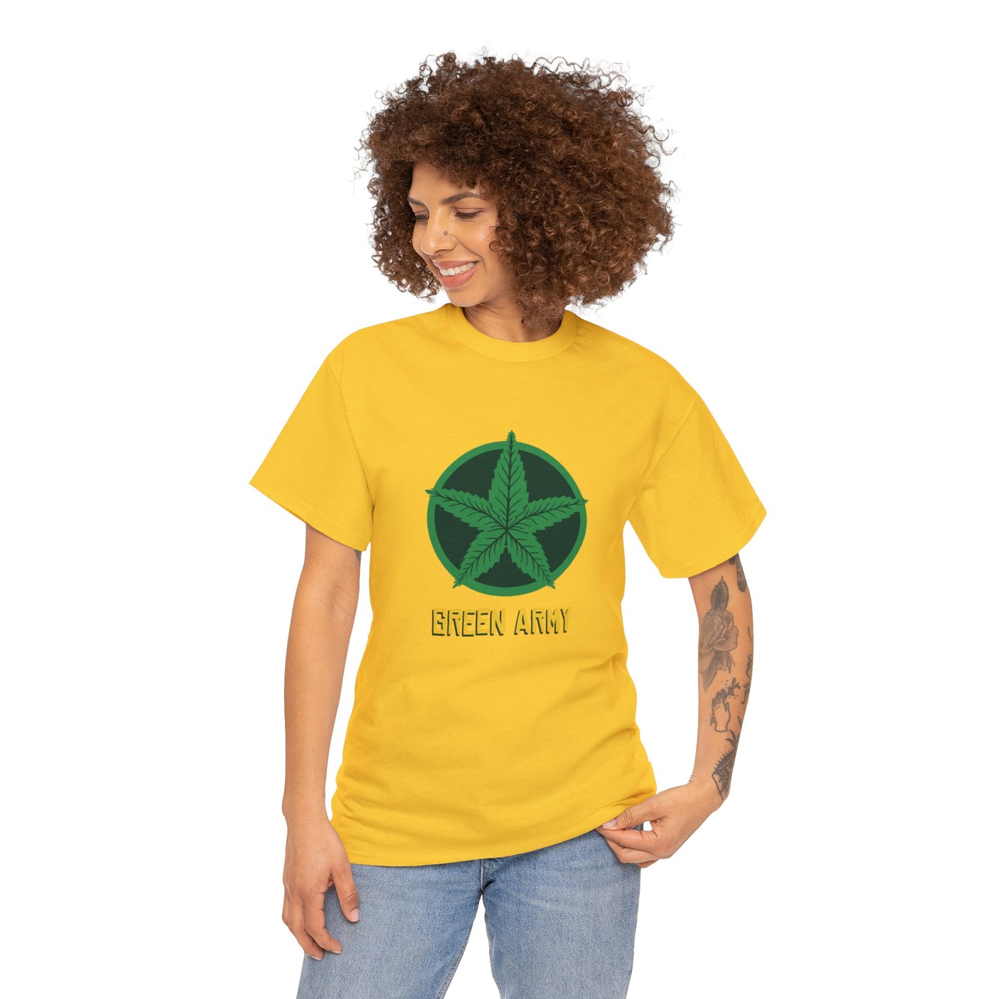 Green Army Star Logo Unisex Heavy Cotton Tee