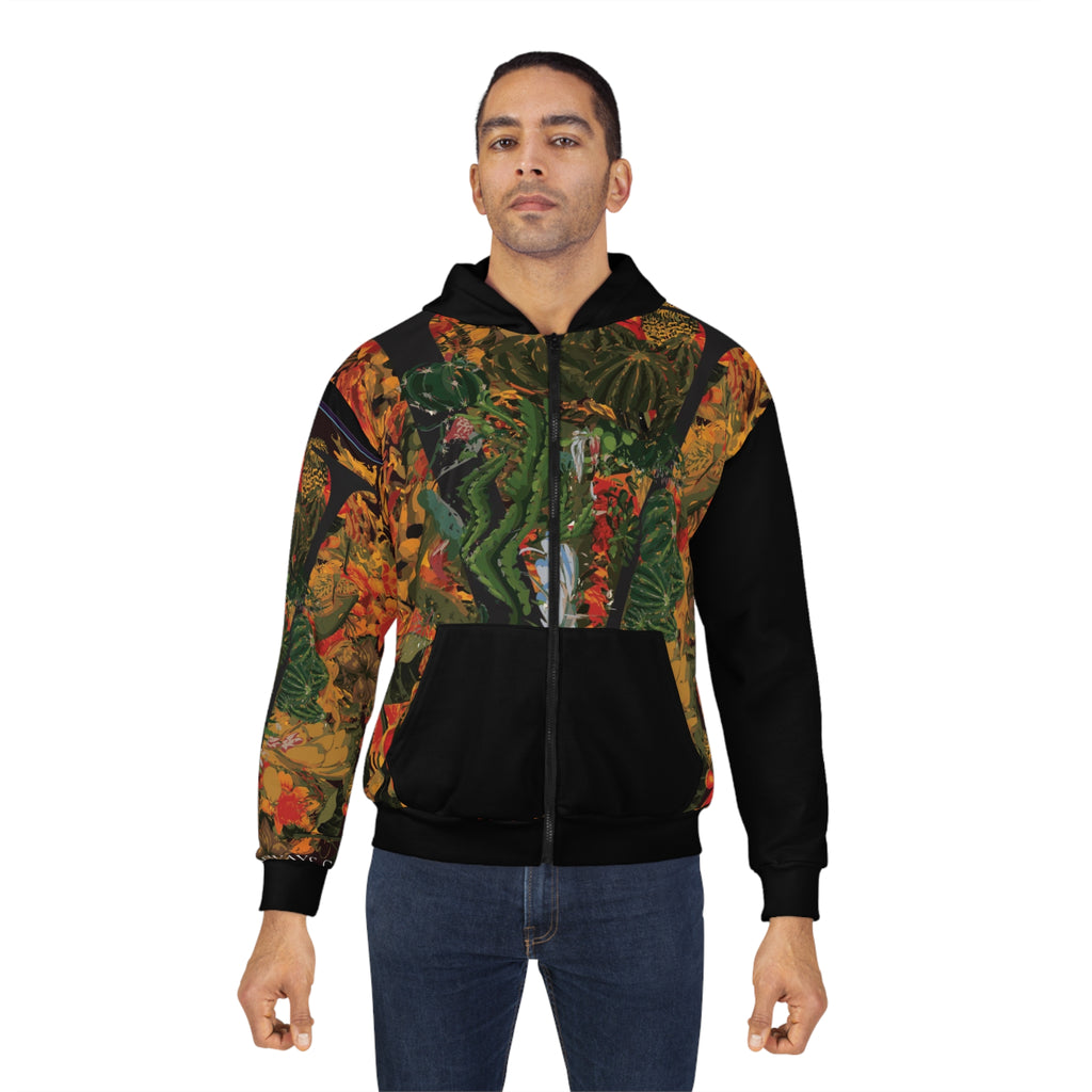 Vellochord Sideways Garden Unisex Zip Hoodie (AOP)