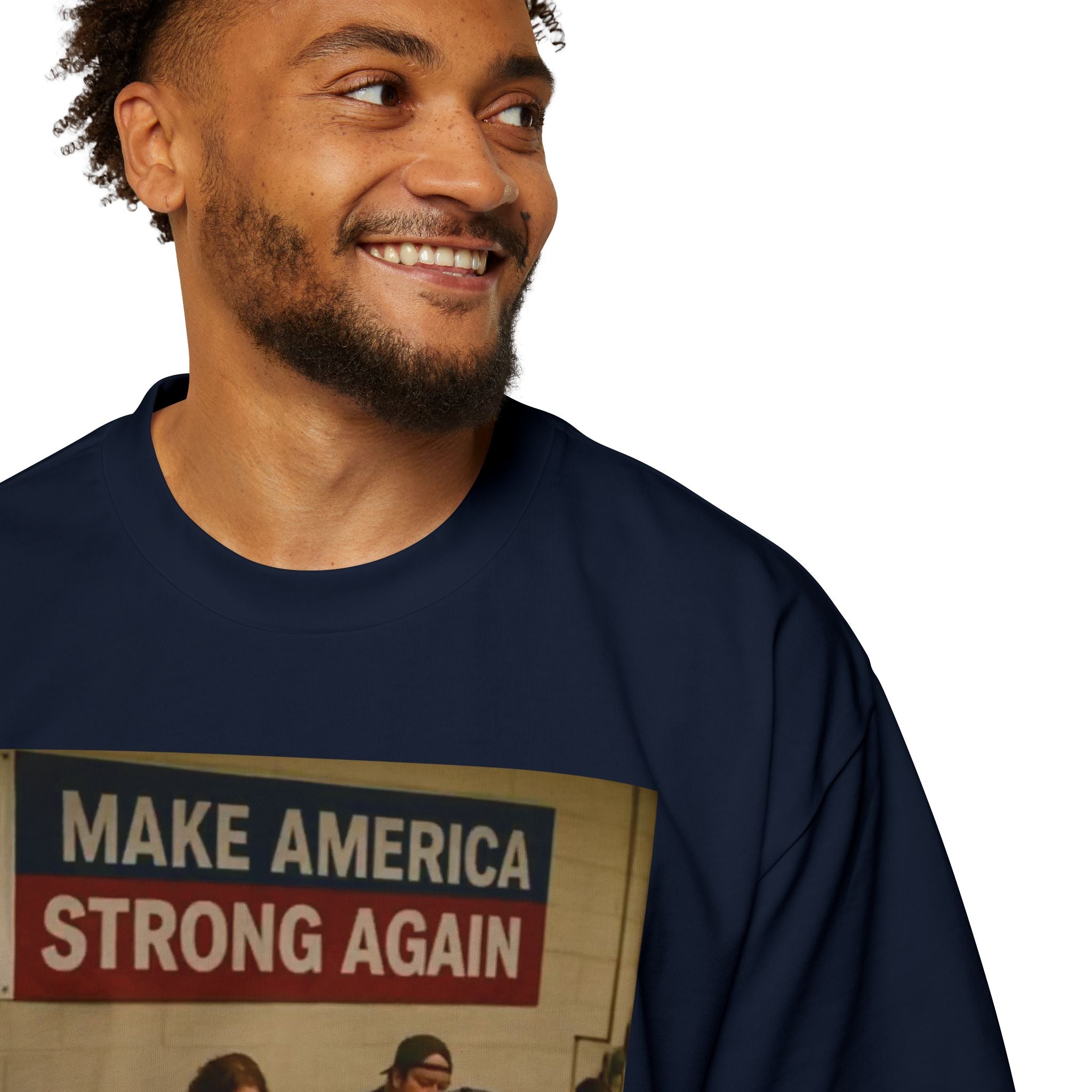 Men's Heavy Oversized Tee - Vintage Style Make America Strong Again Graphic