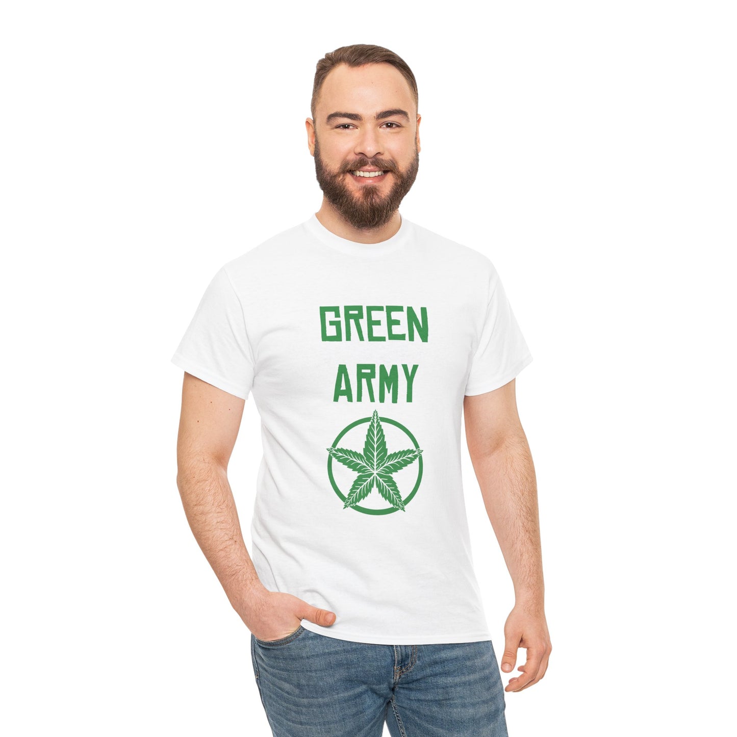 Green Army Star Leaf Unisex Heavy Cotton Tee