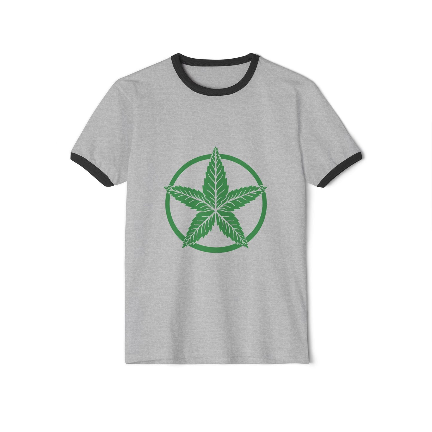 Green Army Leaf Unisex Cotton Ringer T-Shirt