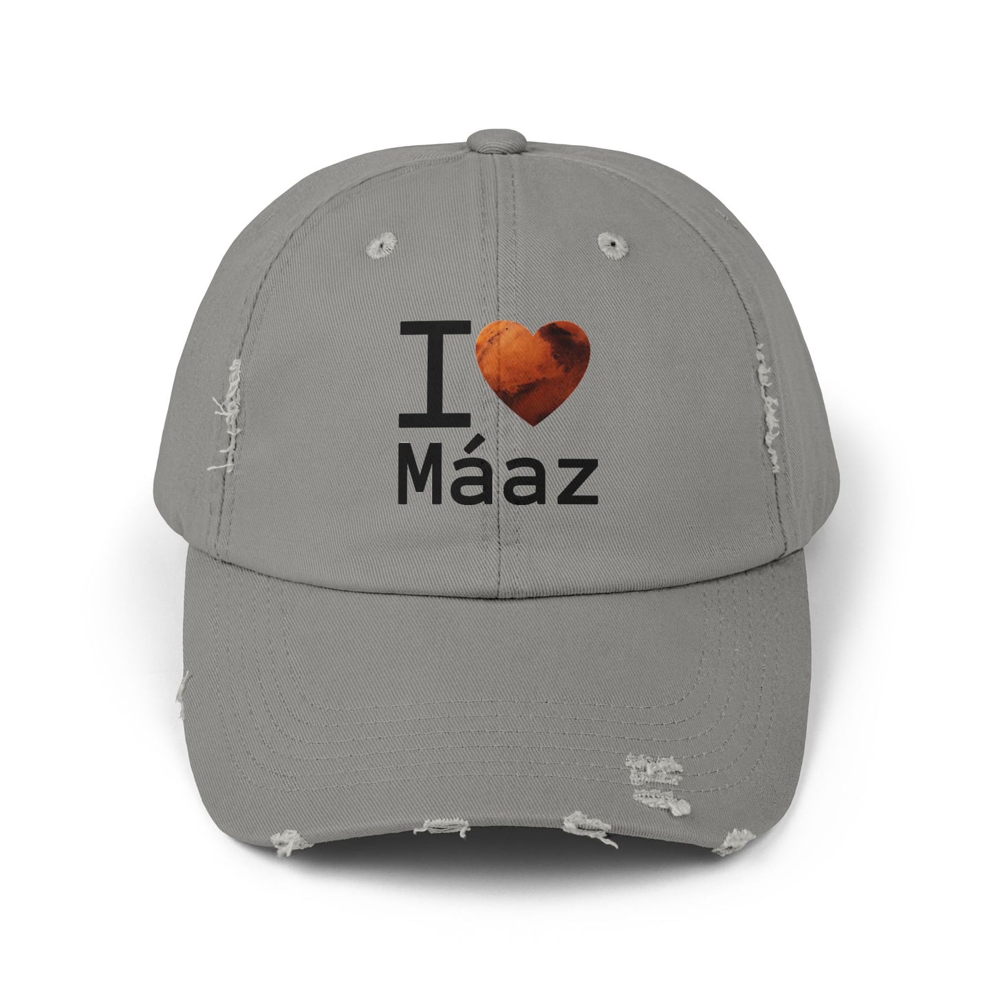 I Love Mars Unisex Distressed Cap