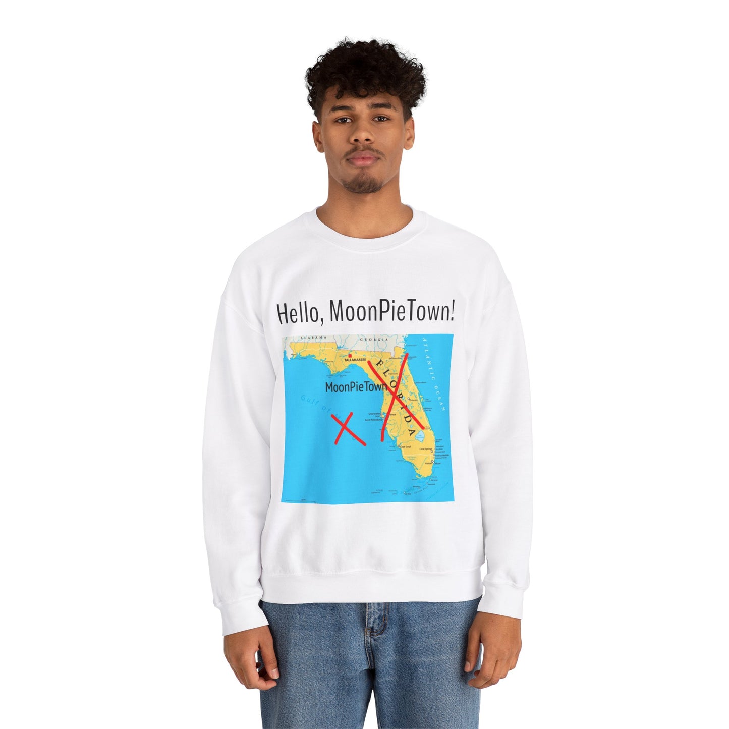 Hello MoonPieTown! Unisex Crewneck Sweatshirt - Cozy Casual Wear for Travel Lovers