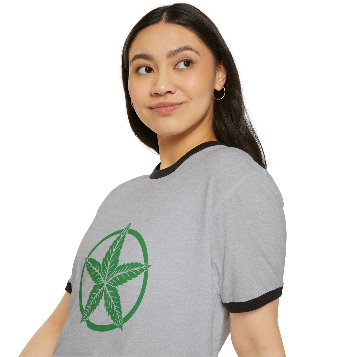 Green Army Leaf Unisex Cotton Ringer T-Shirt