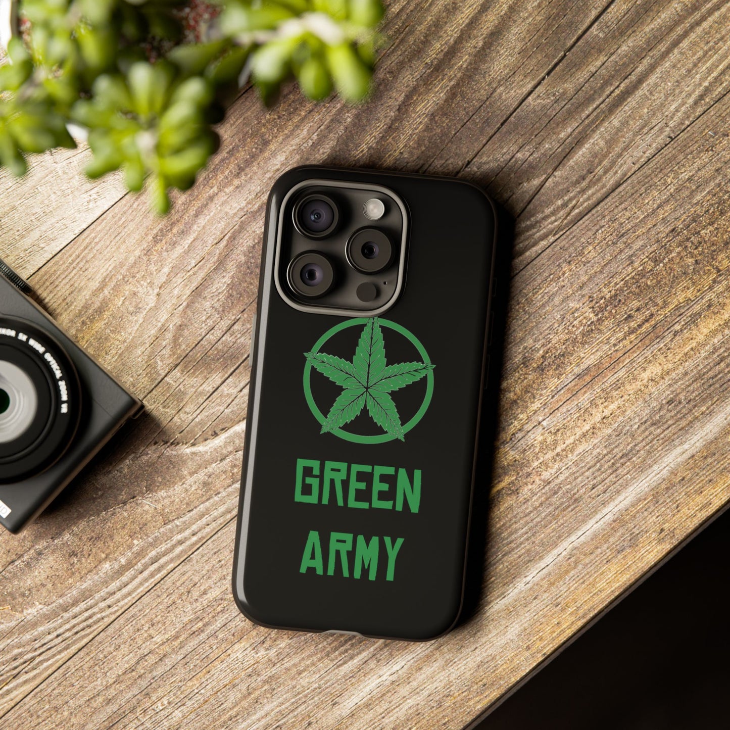 Black Full Green Army Star Leaf Tough Cases