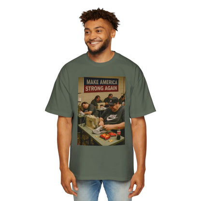Men's Heavy Oversized Tee - Vintage Style Make America Strong Again Graphic