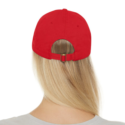 Green Army Dad Hat with Leather Patch (Round)