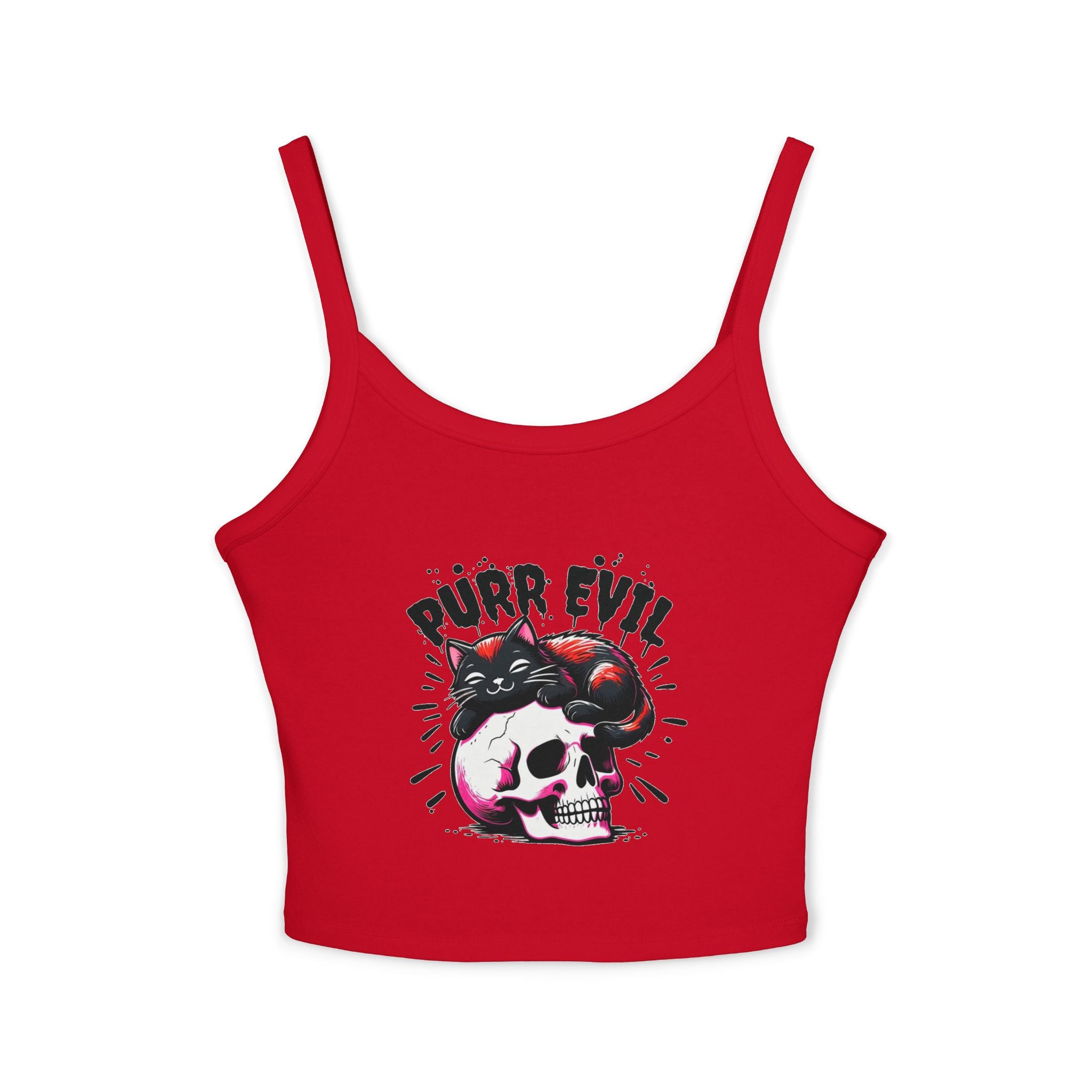 Purr Evil Cat Graphic Women's Spaghetti Strap Tank Top