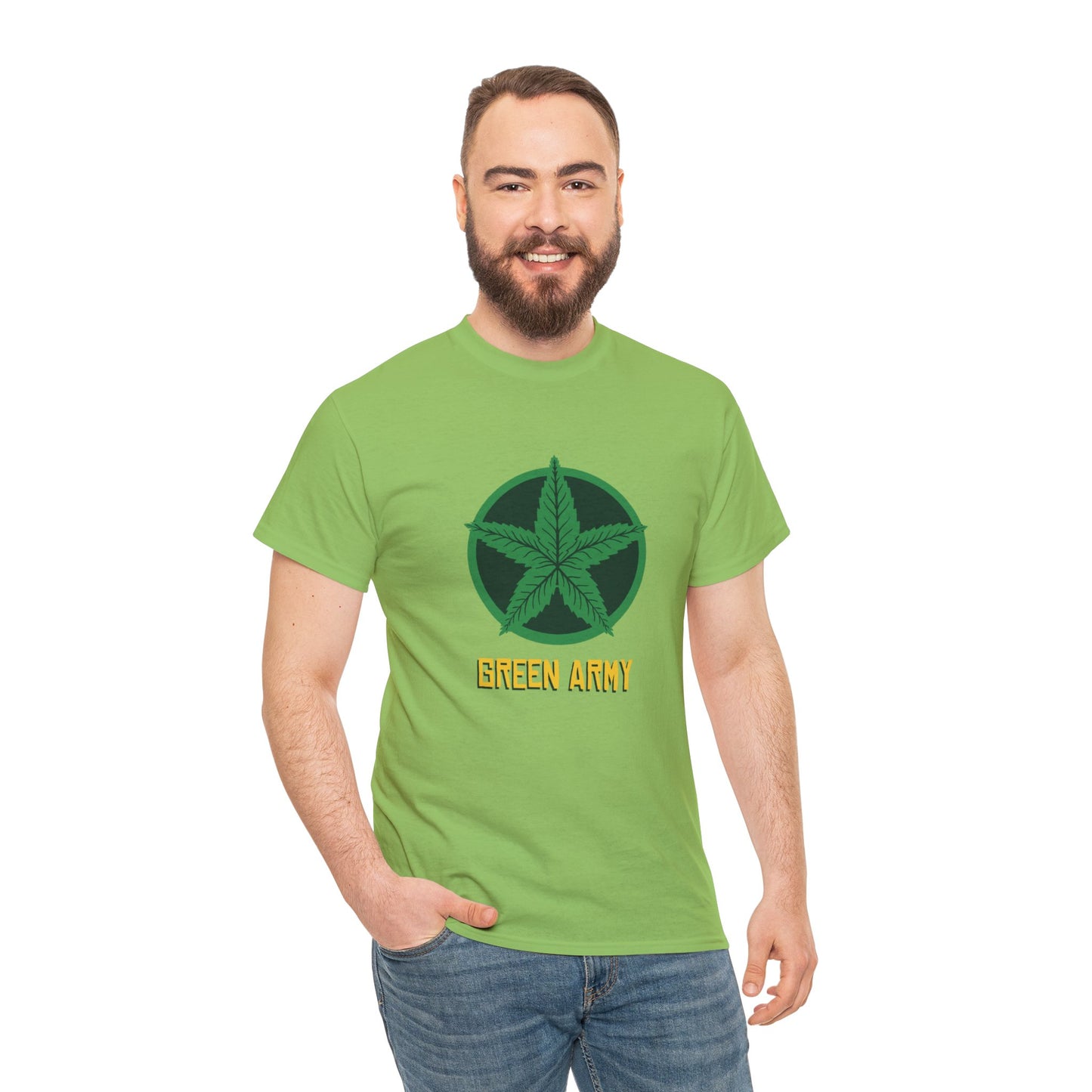 Green Army Star Logo Unisex Heavy Cotton Tee