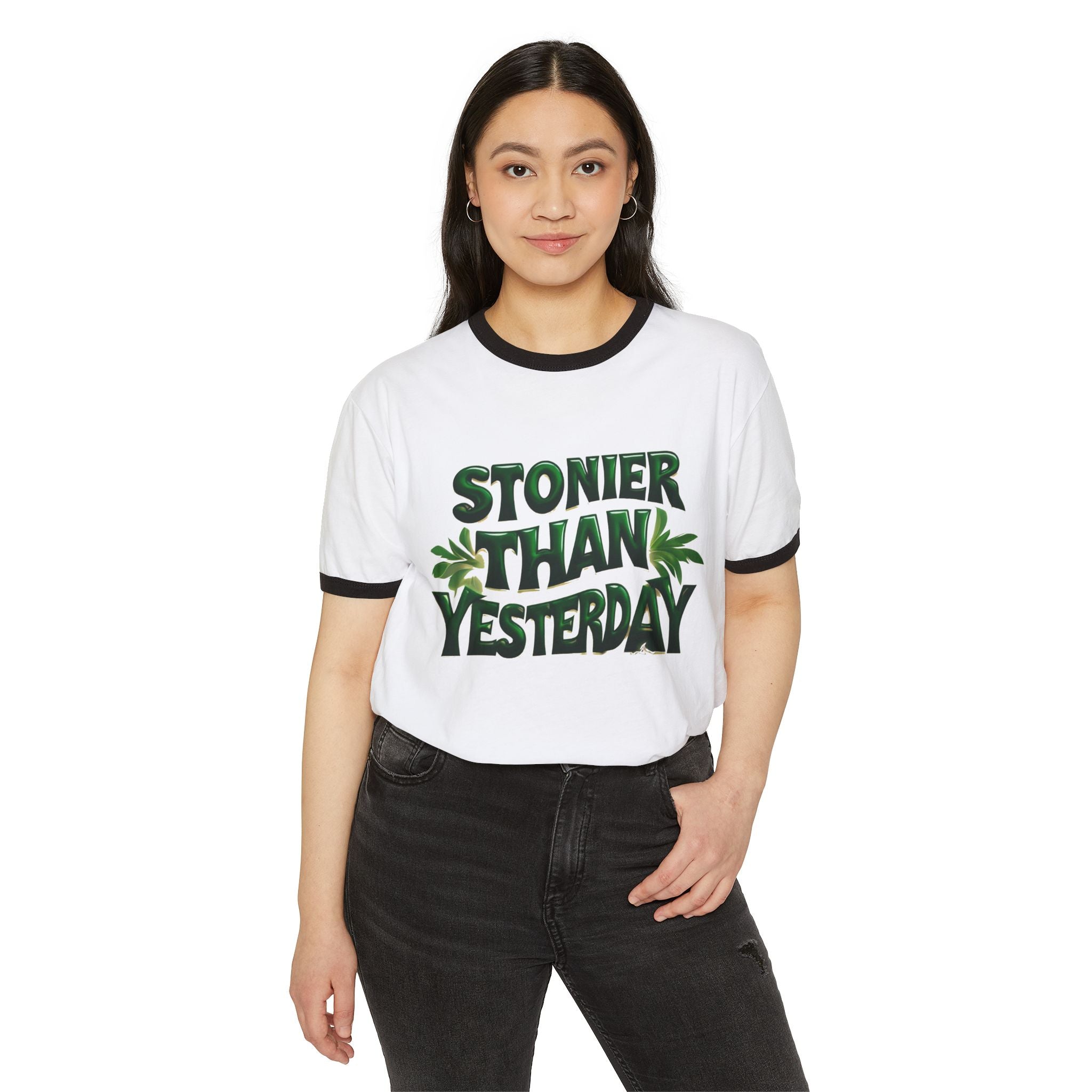 Stoner Vibes Unisex Cotton Ringer T-Shirt - 'Stonier Than Yesterday' Graphic Tee
