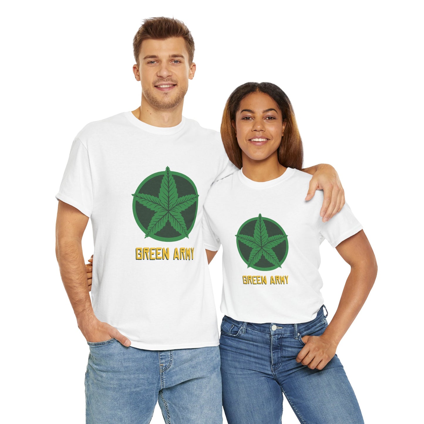 Green Army Star Logo Unisex Heavy Cotton Tee