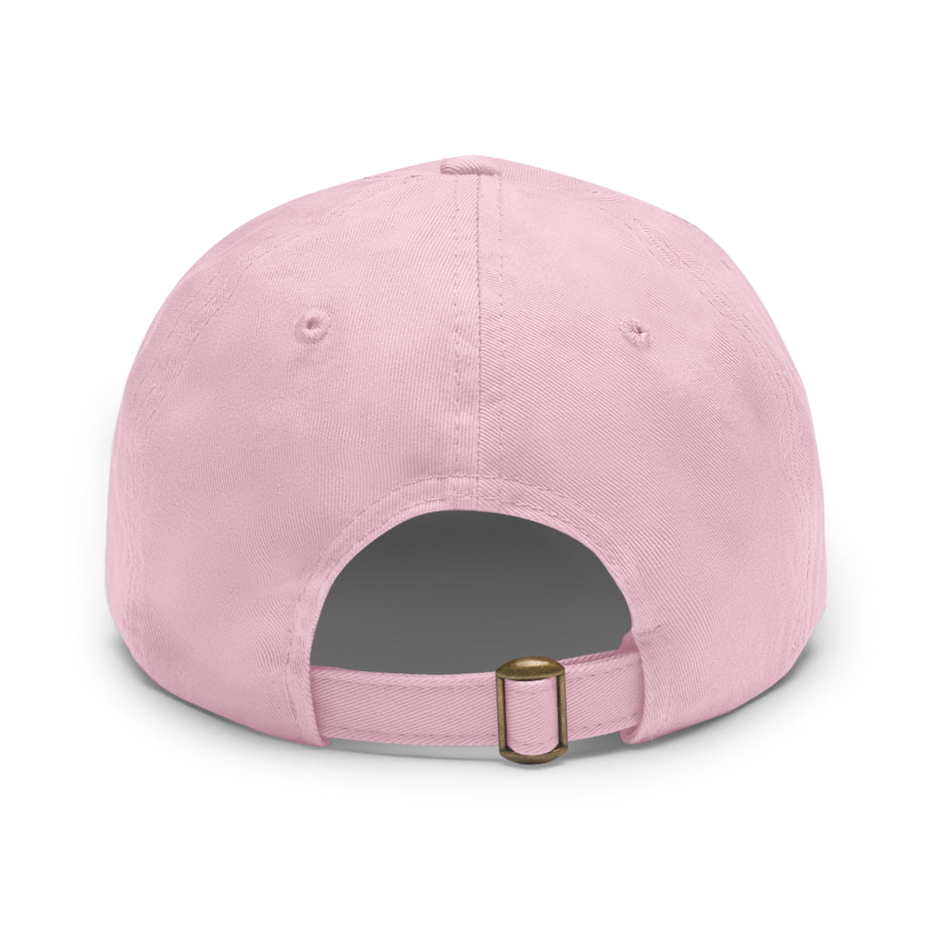 Green Army Dad Hat with Leather Patch (Round)