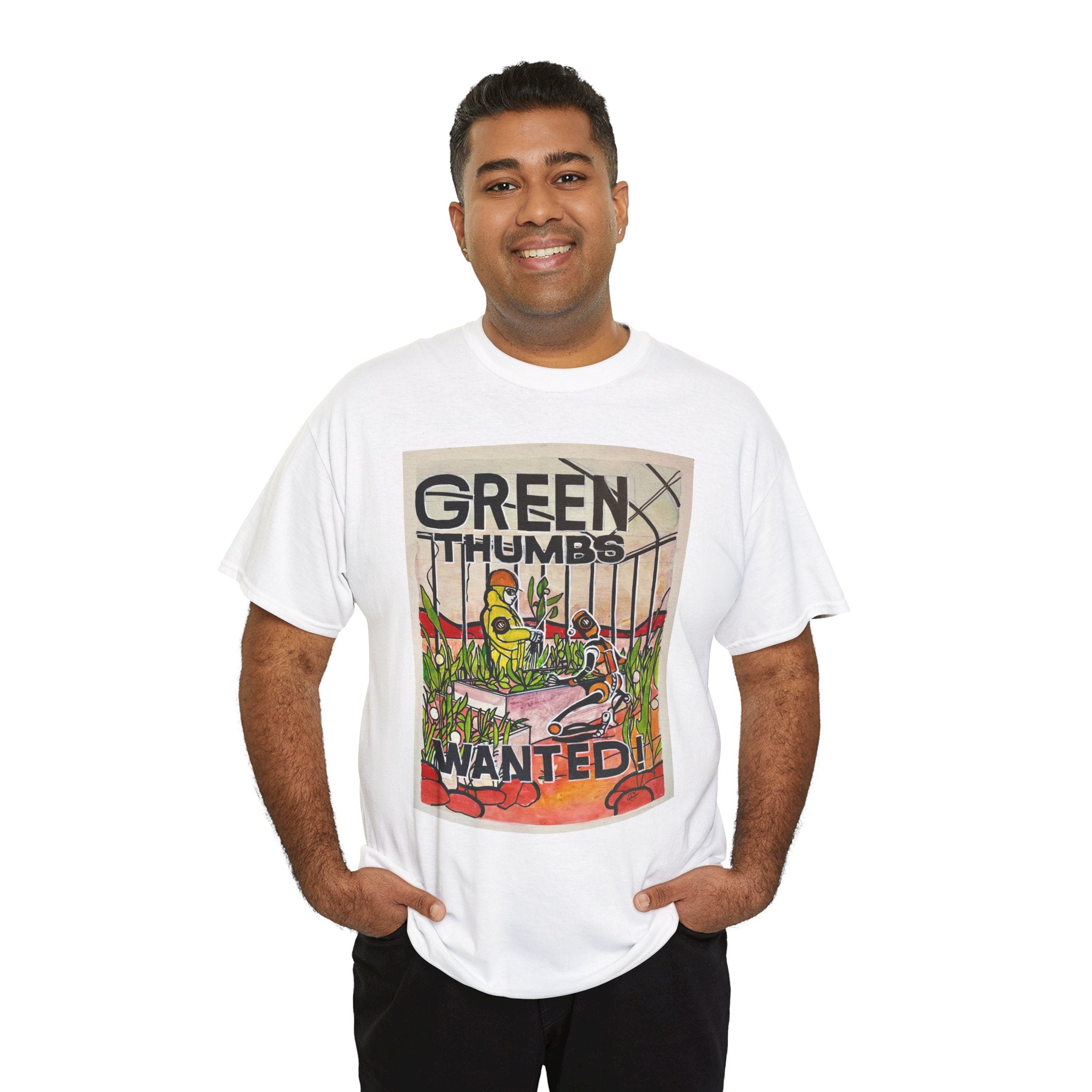 Martian Green Thumbs Unisex Heavy Cotton Tee