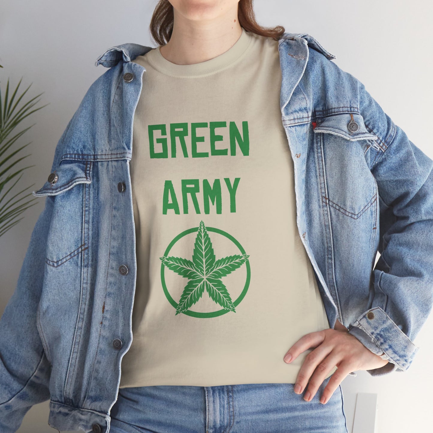 Green Army Star Leaf Unisex Heavy Cotton Tee