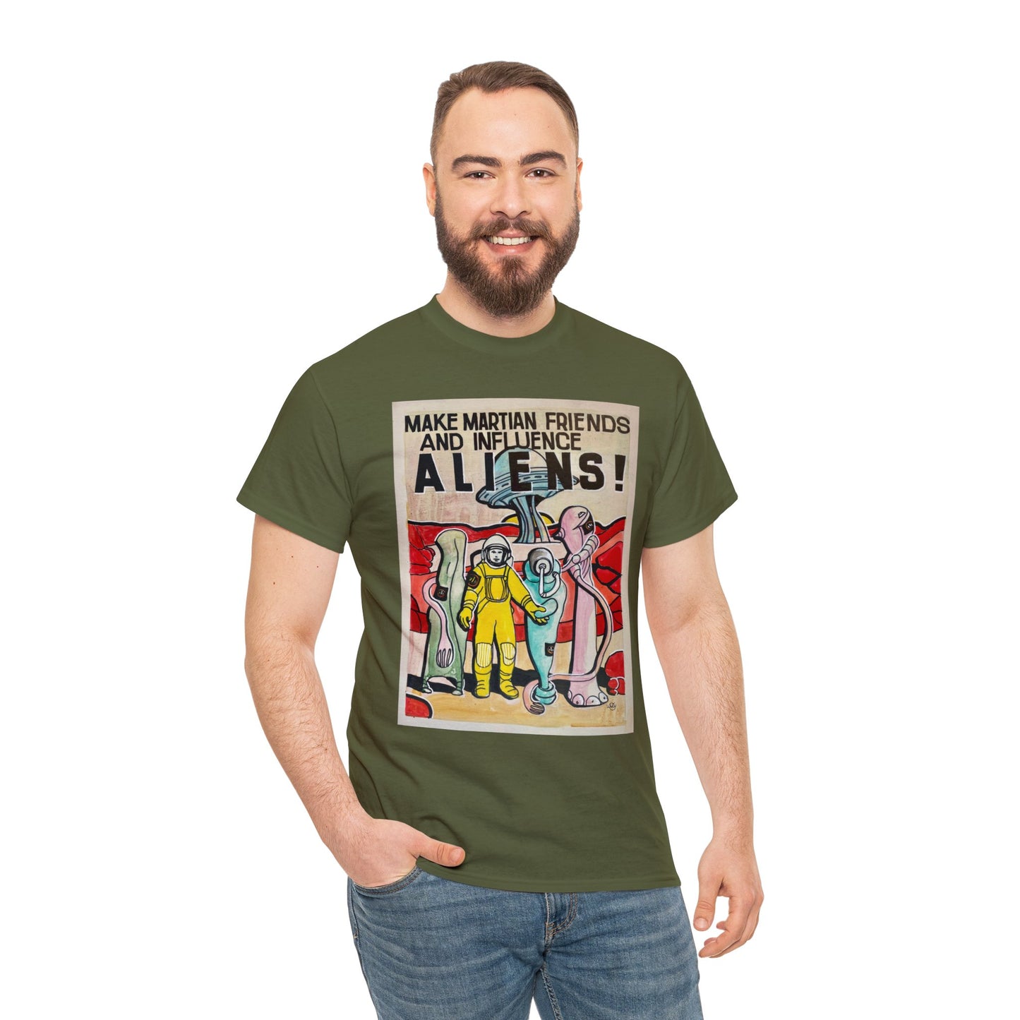 Mars Aliens Unisex Heavy Cotton Tee