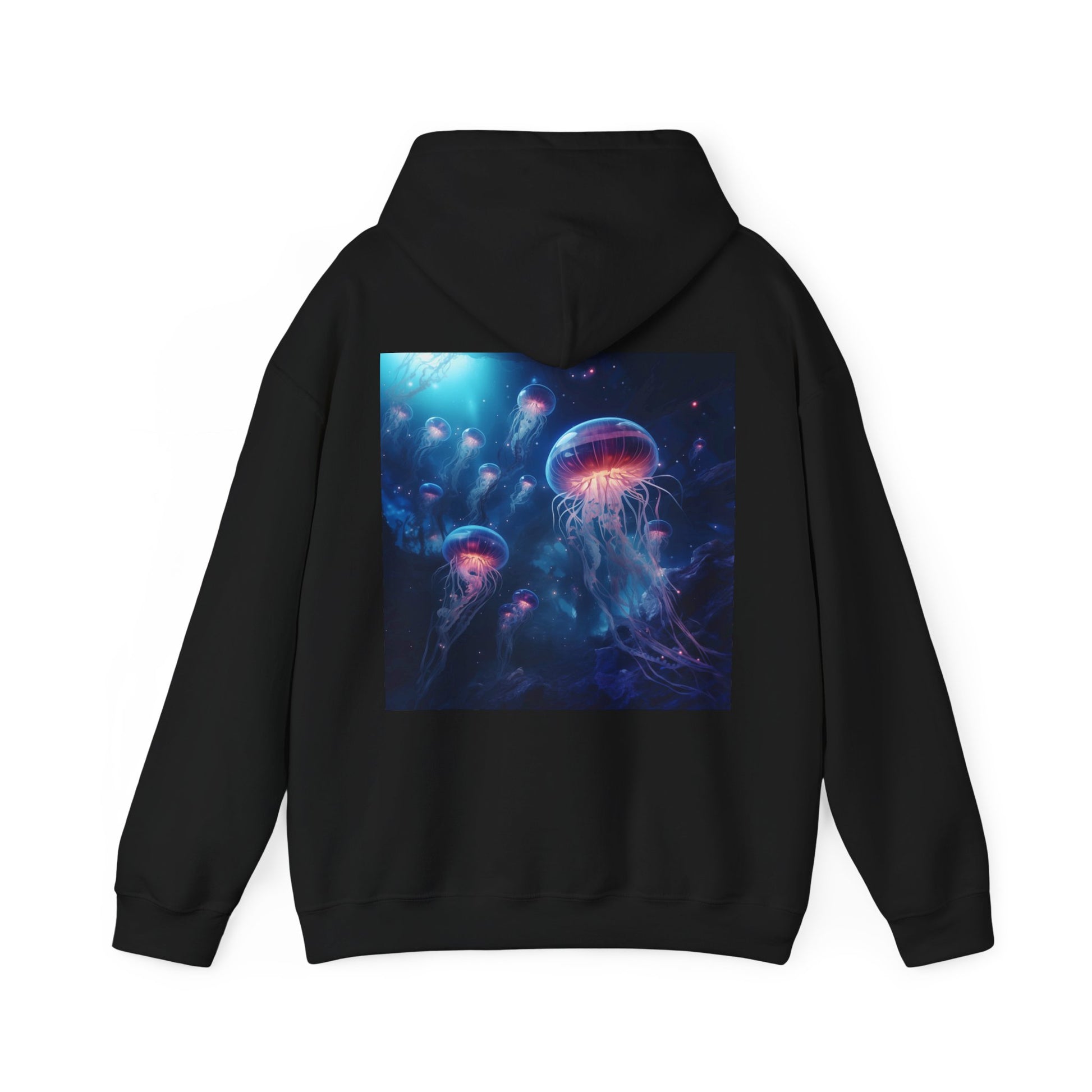 Jellyfish in Space Back Unisex Heavy Blend Hooded Sweatshirt