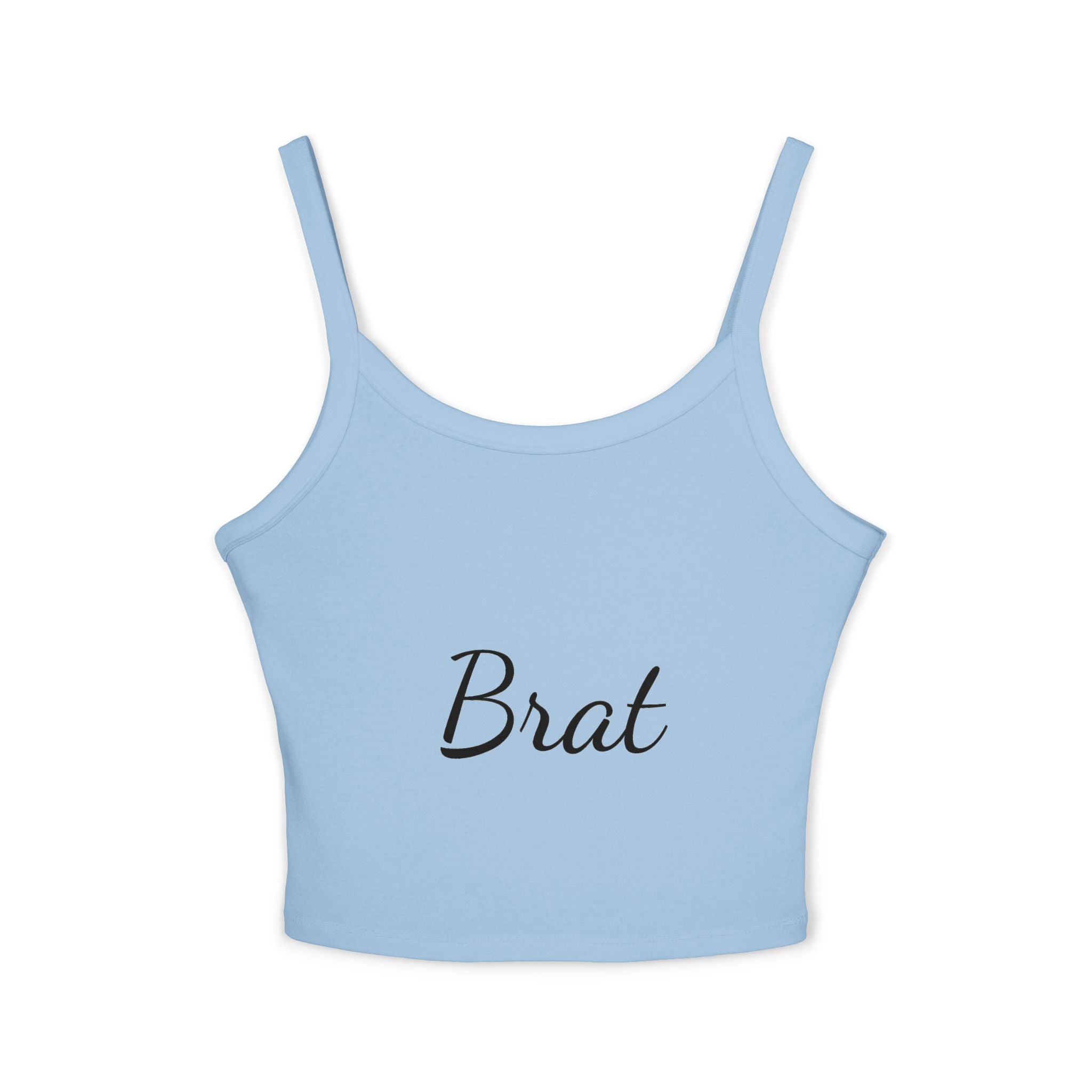 Trendy Women's Spaghetti Strap Tank Top - 'Brat' Design for Casual Vibes - XCX