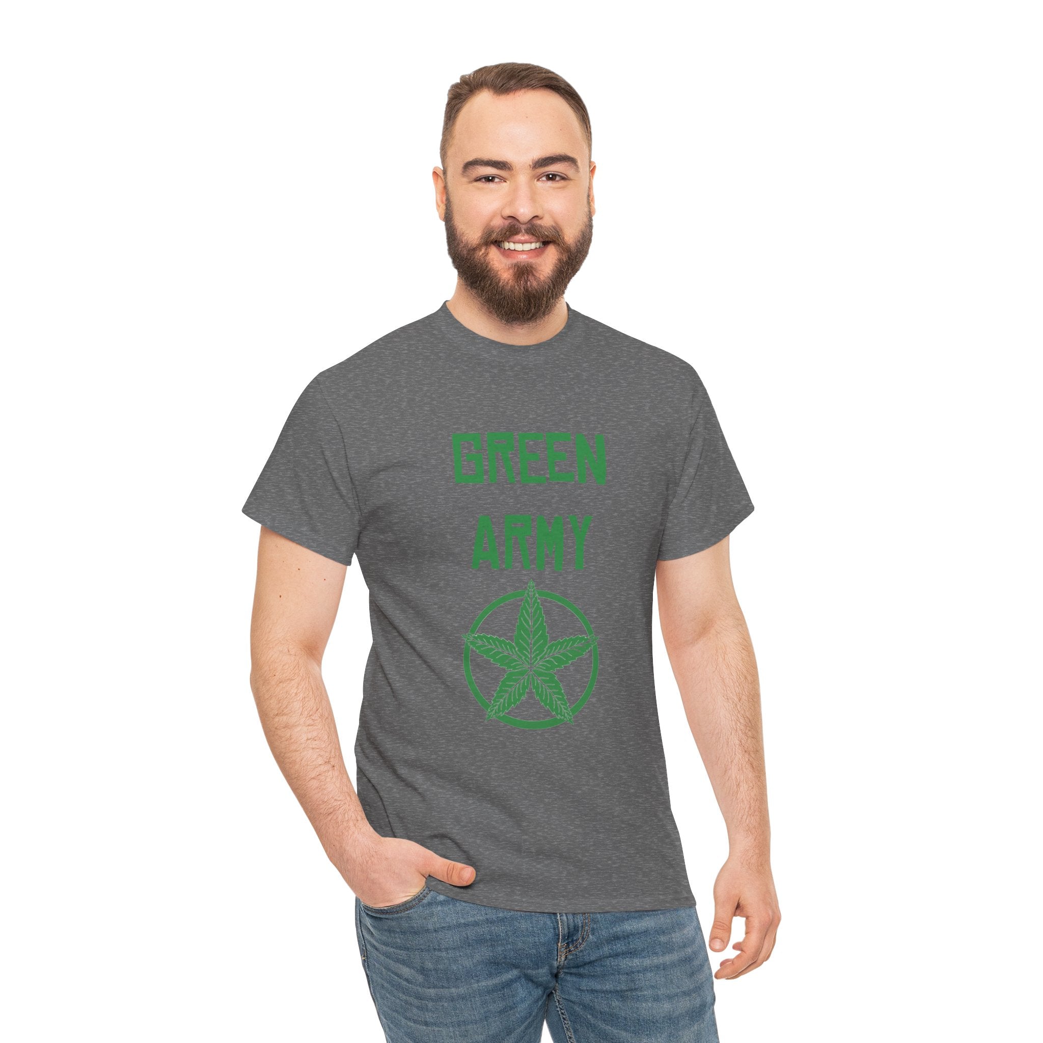 Green Army Star Leaf Unisex Heavy Cotton Tee