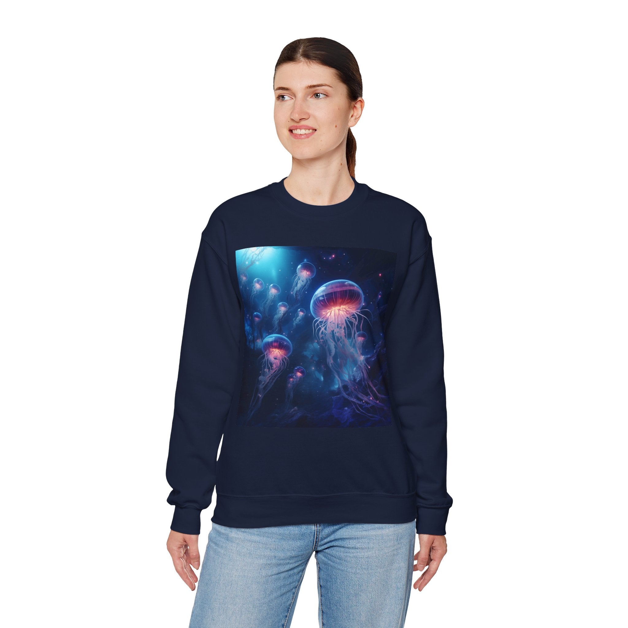 Jellyfish in Space Unisex Heavy Blend Crewneck Sweatshirt