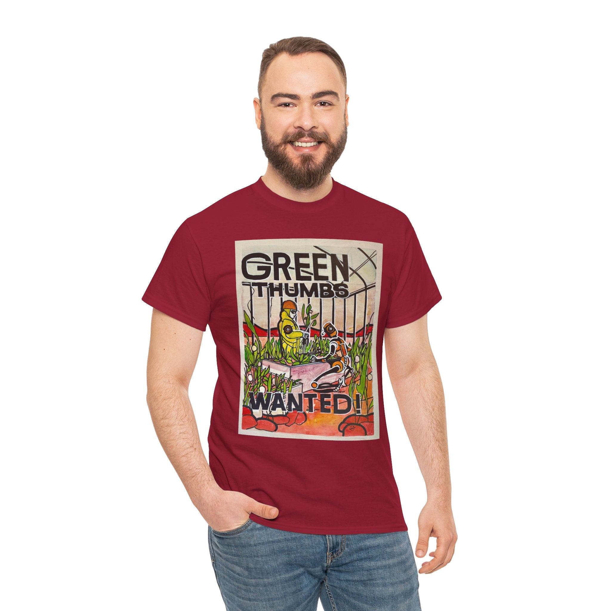 Martian Green Thumbs Unisex Heavy Cotton Tee