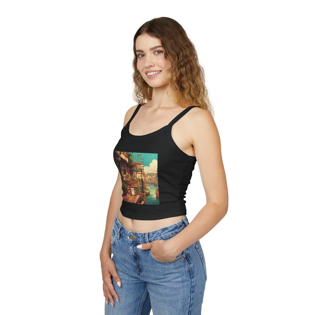 Studio Ghibli Style Cat Women's Spaghetti Strap Tank Top