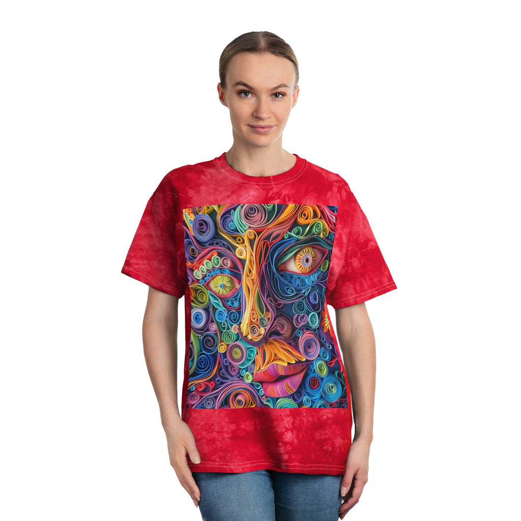 Paper Face Tie-Dye Tee, Crystal