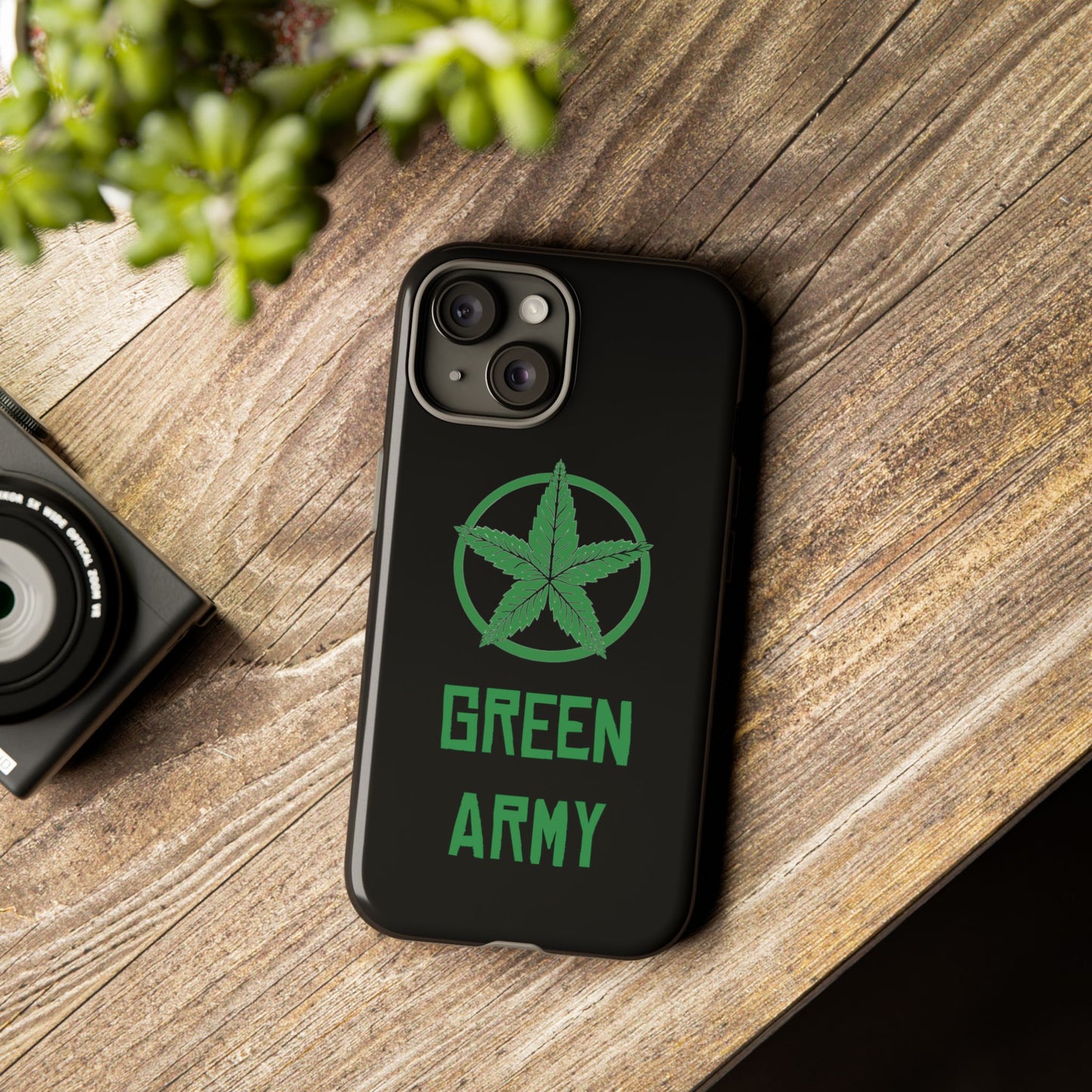 Black Full Green Army Star Leaf Tough Cases