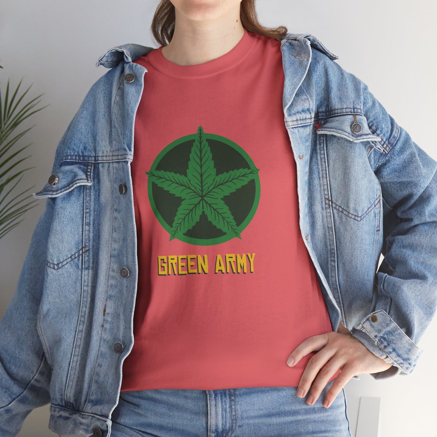 Green Army Star Logo Unisex Heavy Cotton Tee