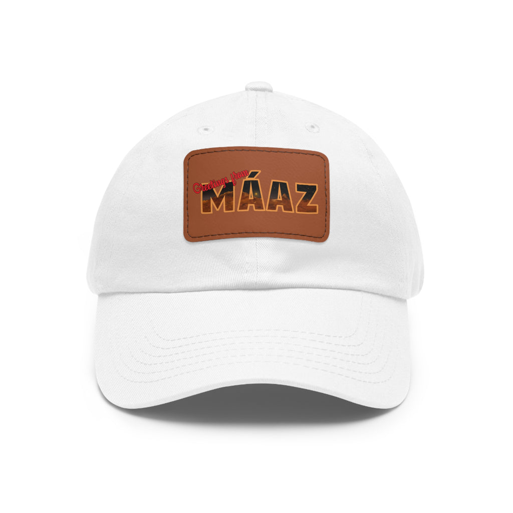 Greetings from Máaz Dad Hat with Leather Patch (Rectangle)