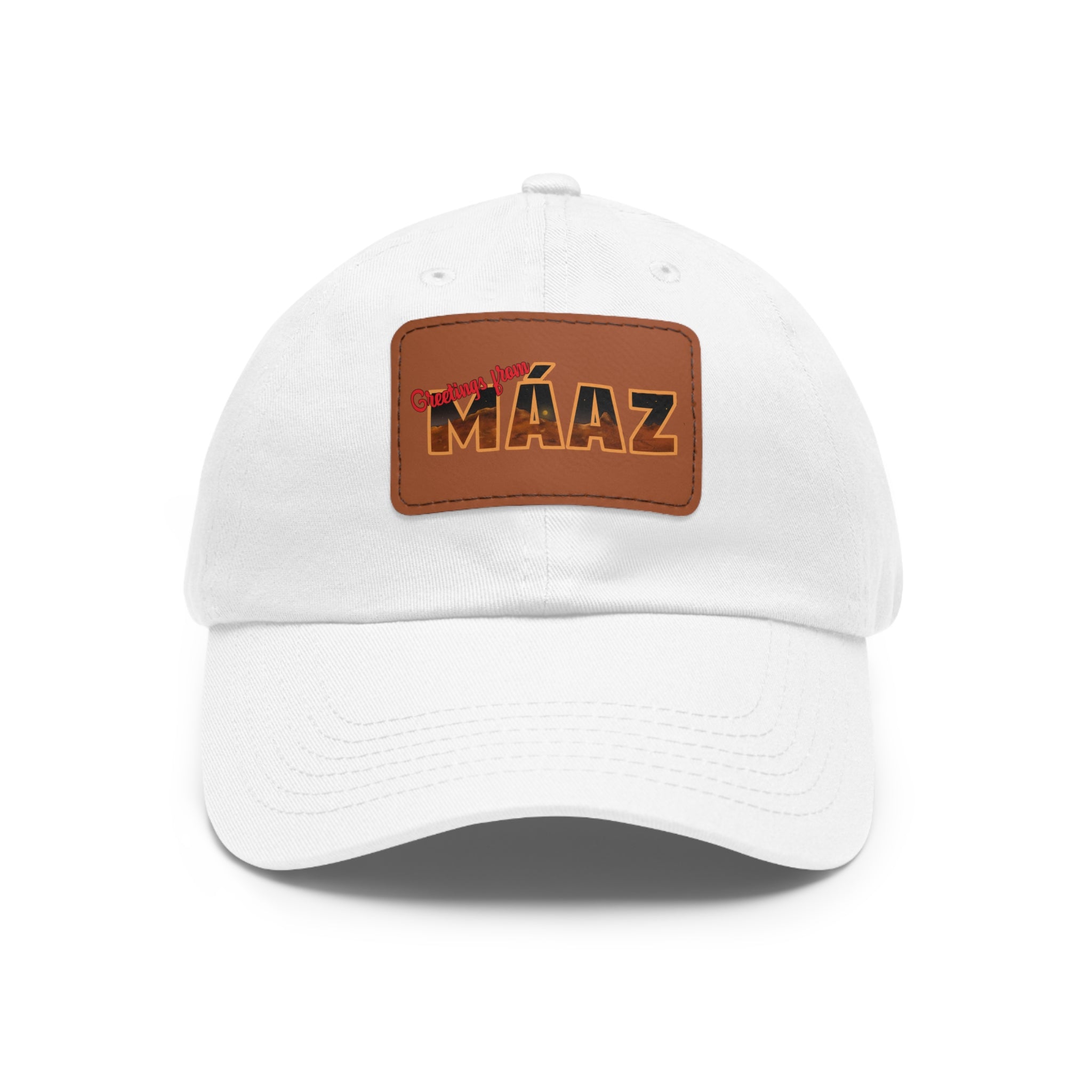 Greetings from Máaz Dad Hat with Leather Patch (Rectangle)