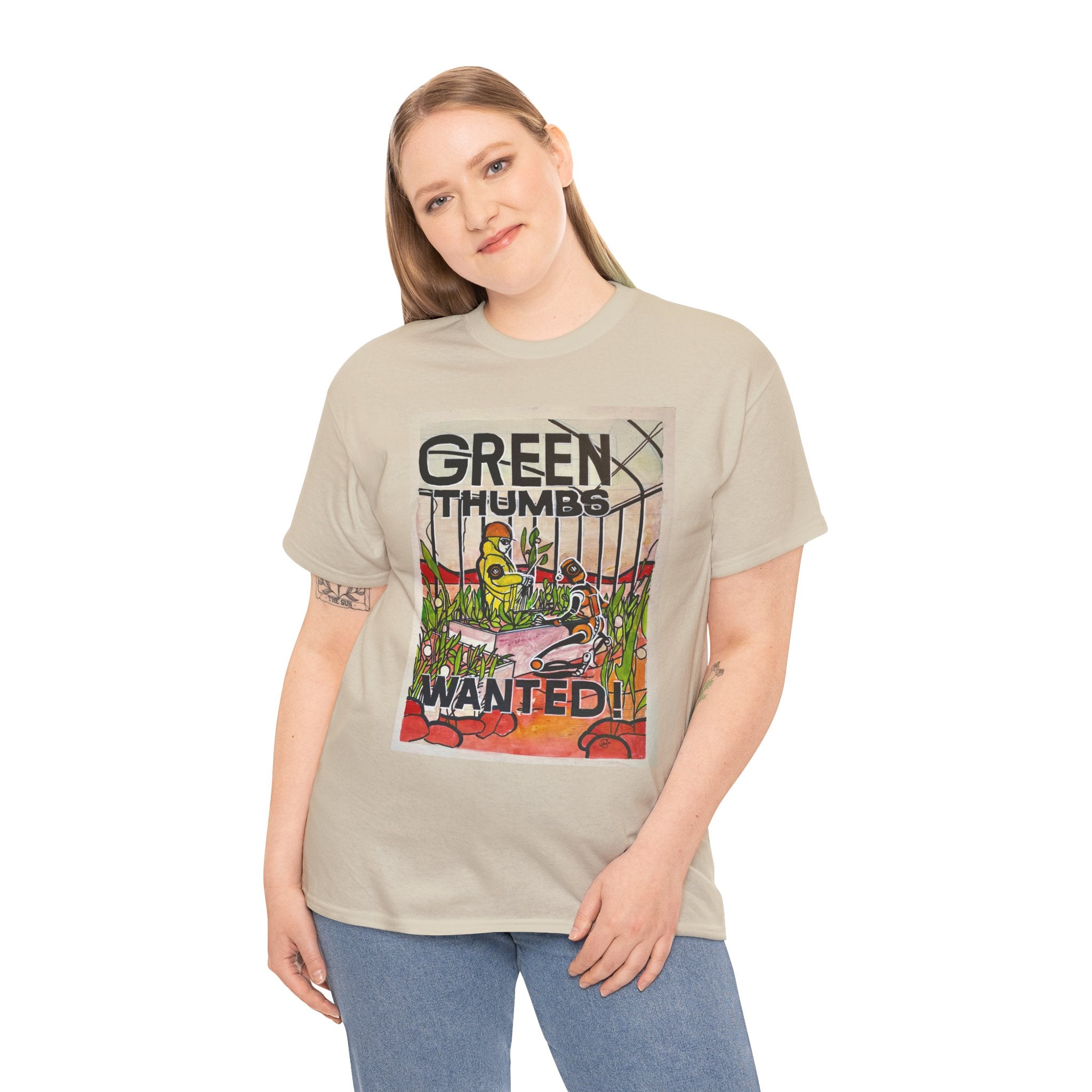 Martian Green Thumbs Unisex Heavy Cotton Tee