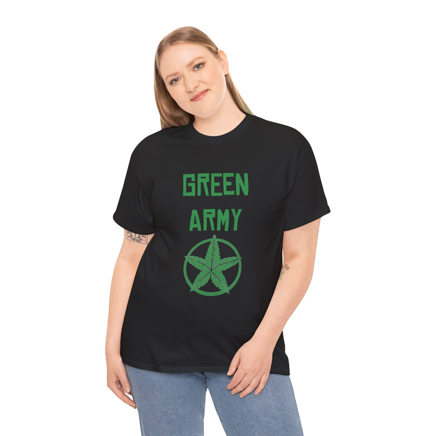 Green Army Star Leaf Unisex Heavy Cotton Tee