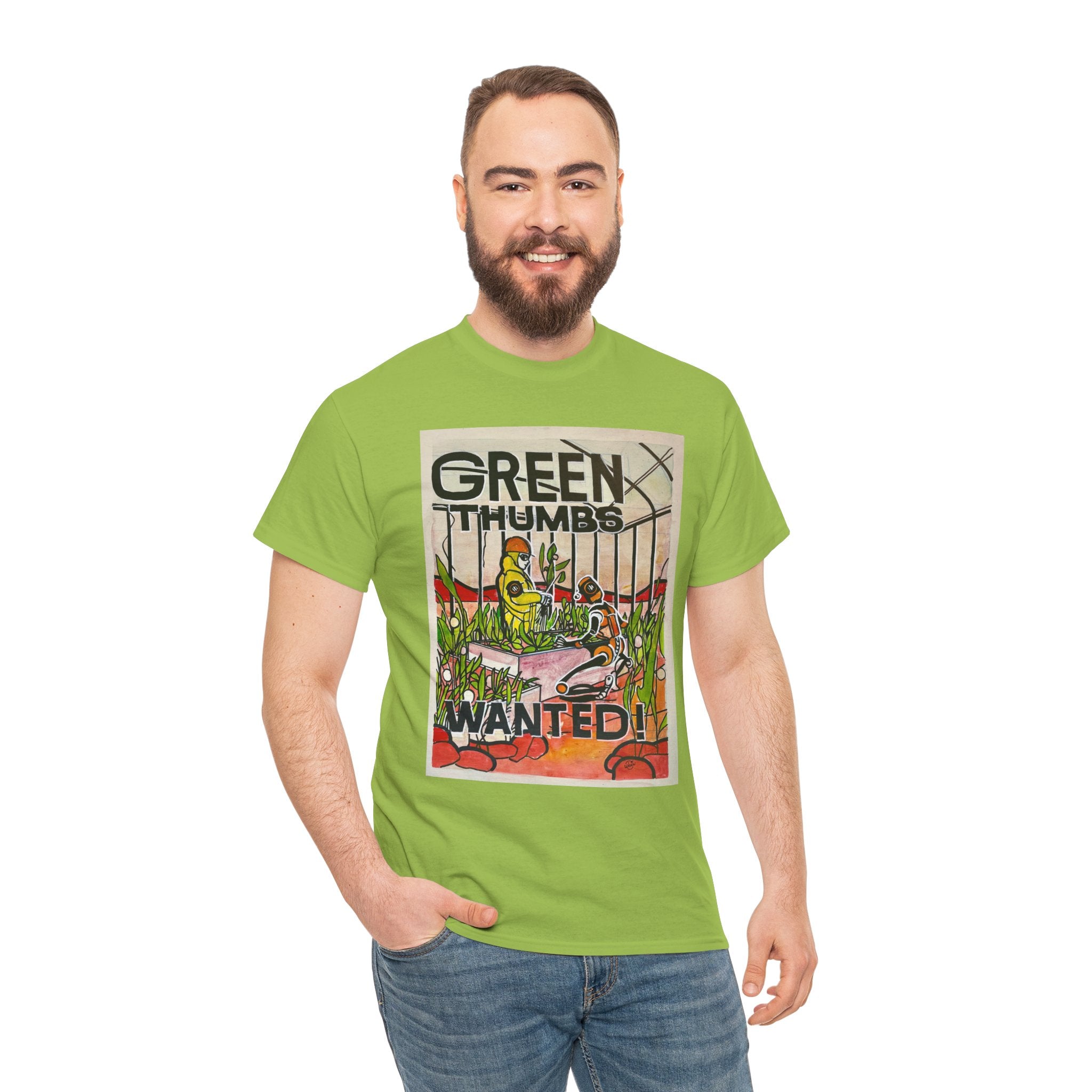 Martian Green Thumbs Unisex Heavy Cotton Tee