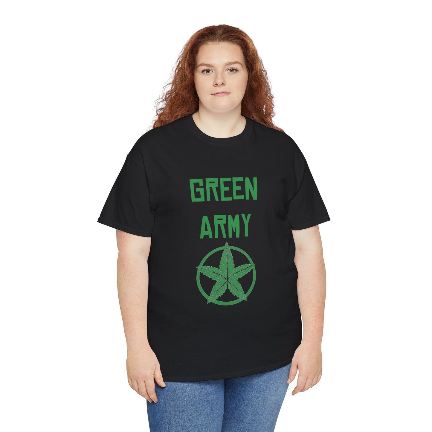 Green Army Star Leaf Unisex Heavy Cotton Tee