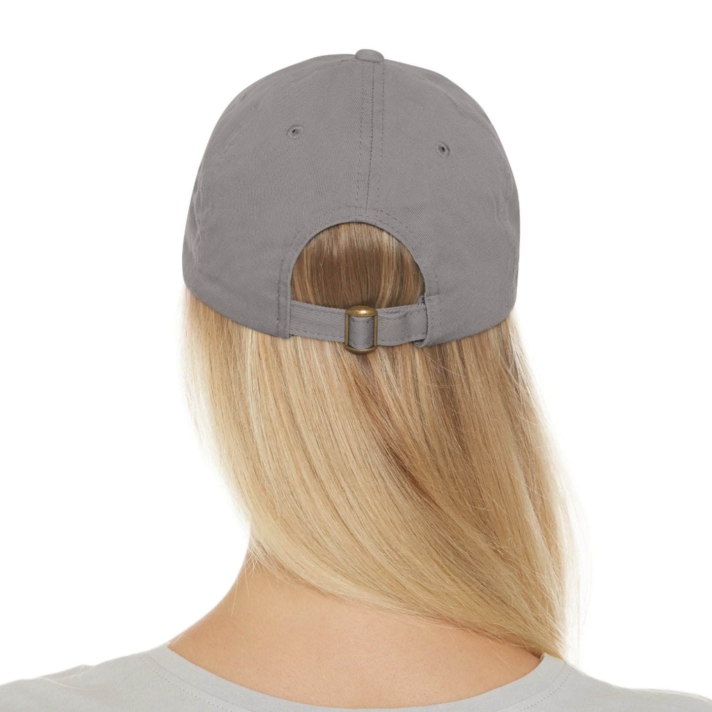Green Army Dad Hat with Leather Patch (Round)