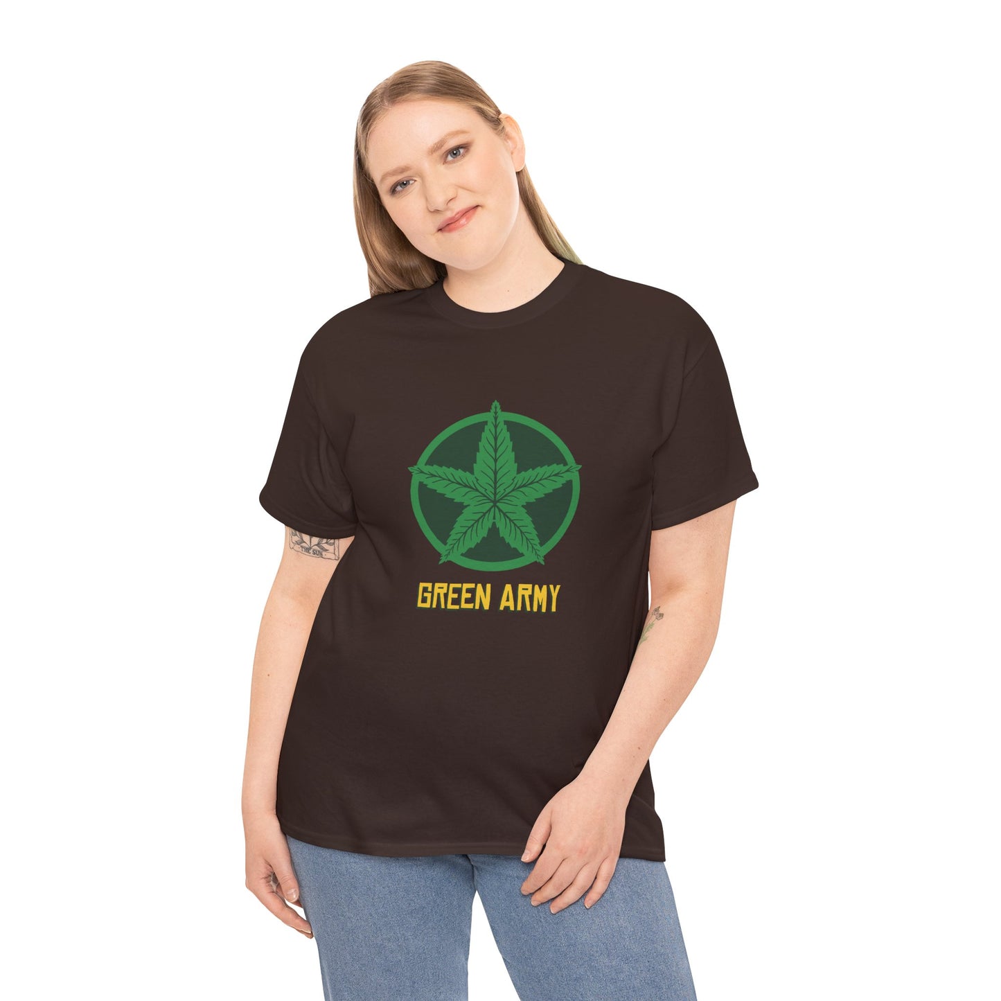 Green Army Star Logo Unisex Heavy Cotton Tee